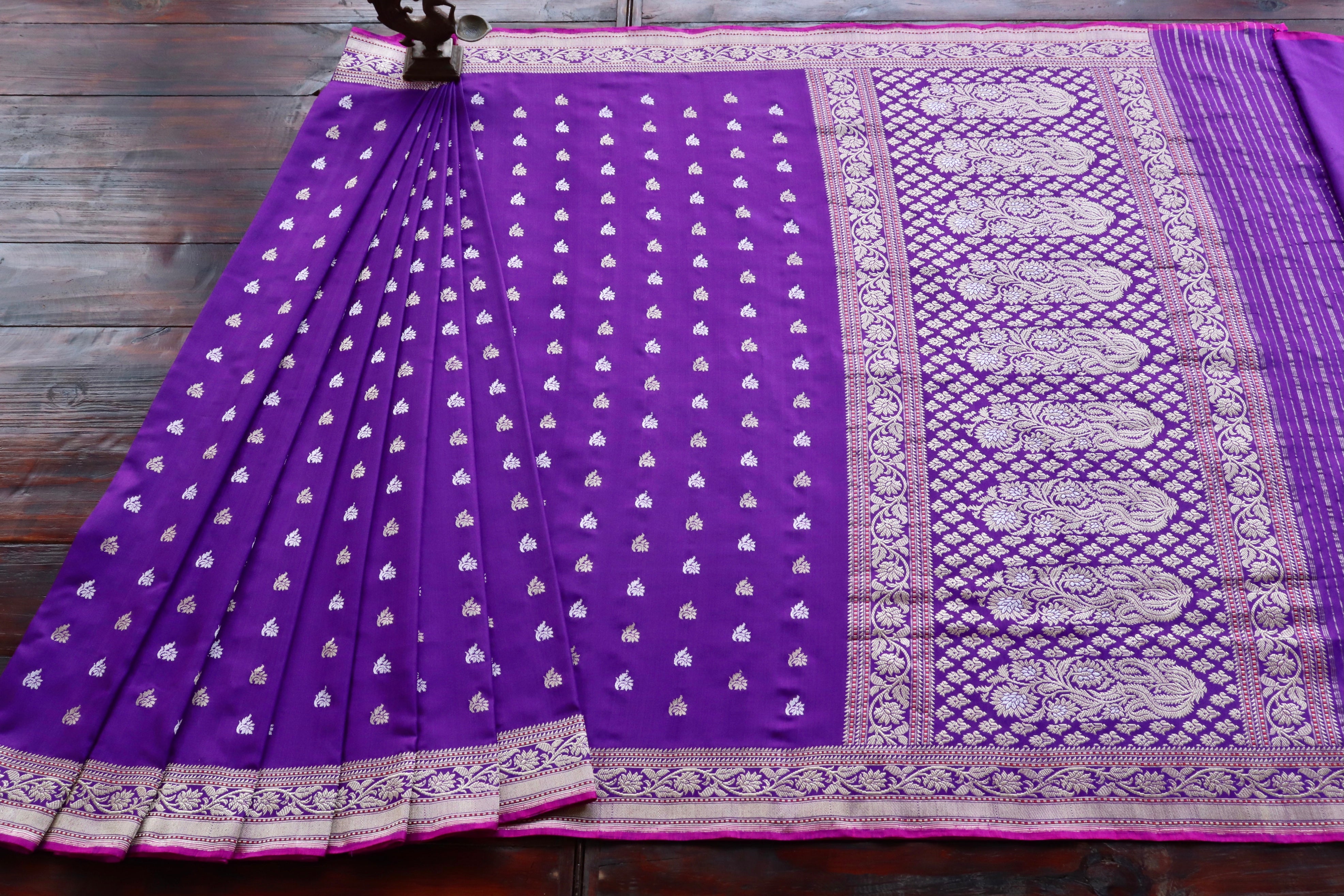 Purple Kadhua Motif Pure Silk Handloom Banarasi Saree