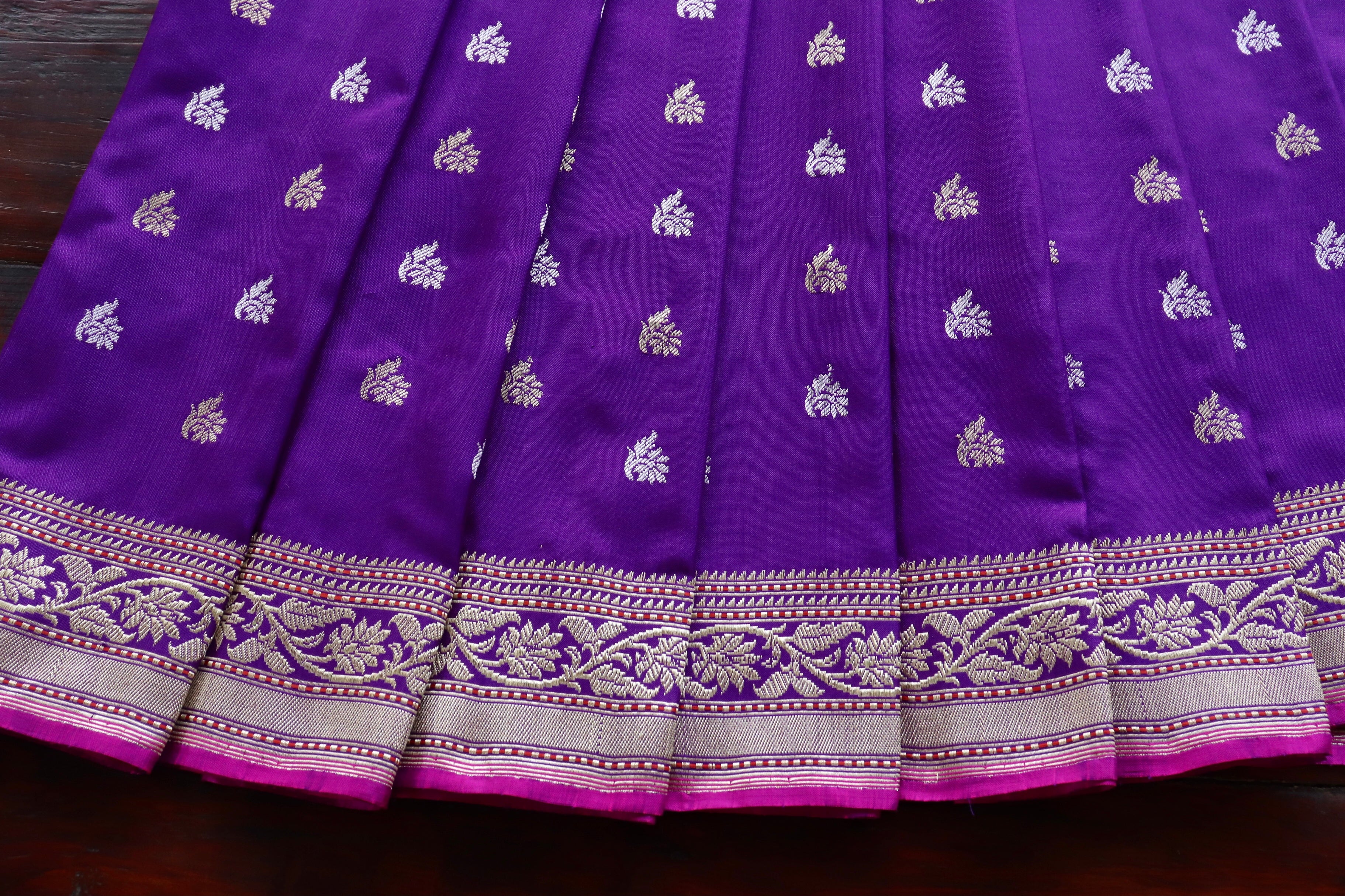 Purple Kadhua Motif Pure Silk Handloom Banarasi Saree