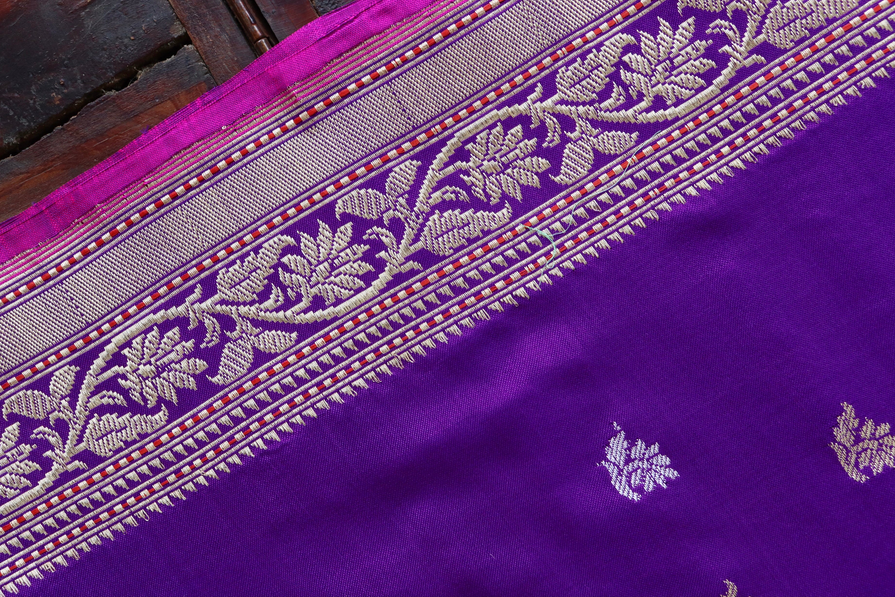 Purple Kadhua Motif Pure Silk Handloom Banarasi Saree