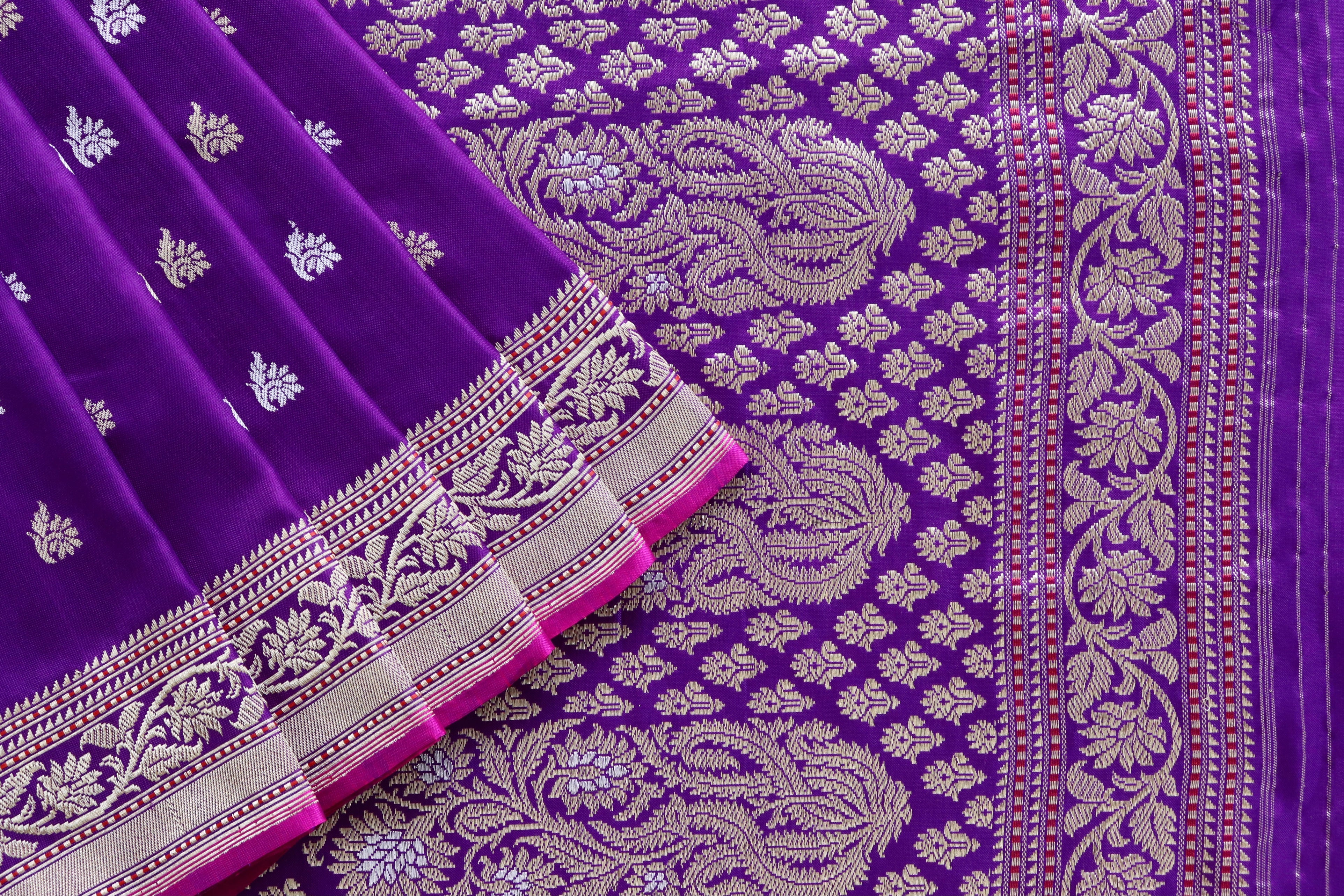 Purple Kadhua Motif Pure Silk Handloom Banarasi Saree