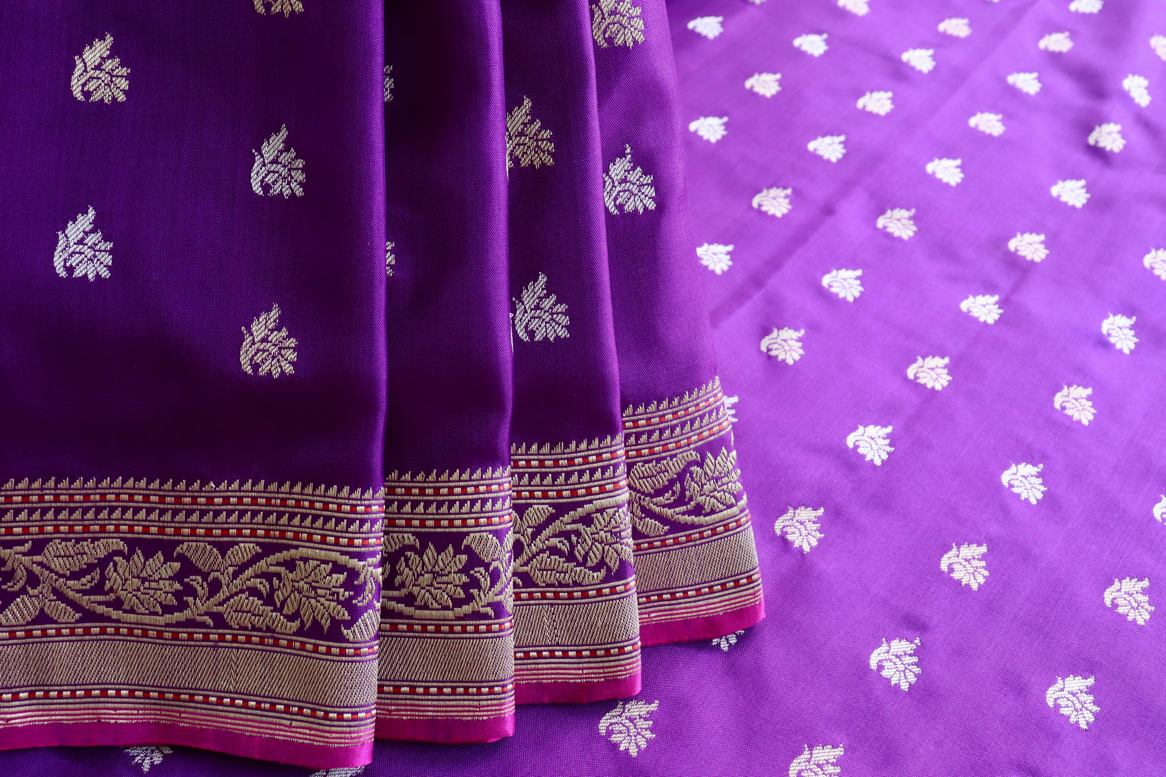 Purple Kadhua Motif Pure Silk Handloom Banarasi Saree