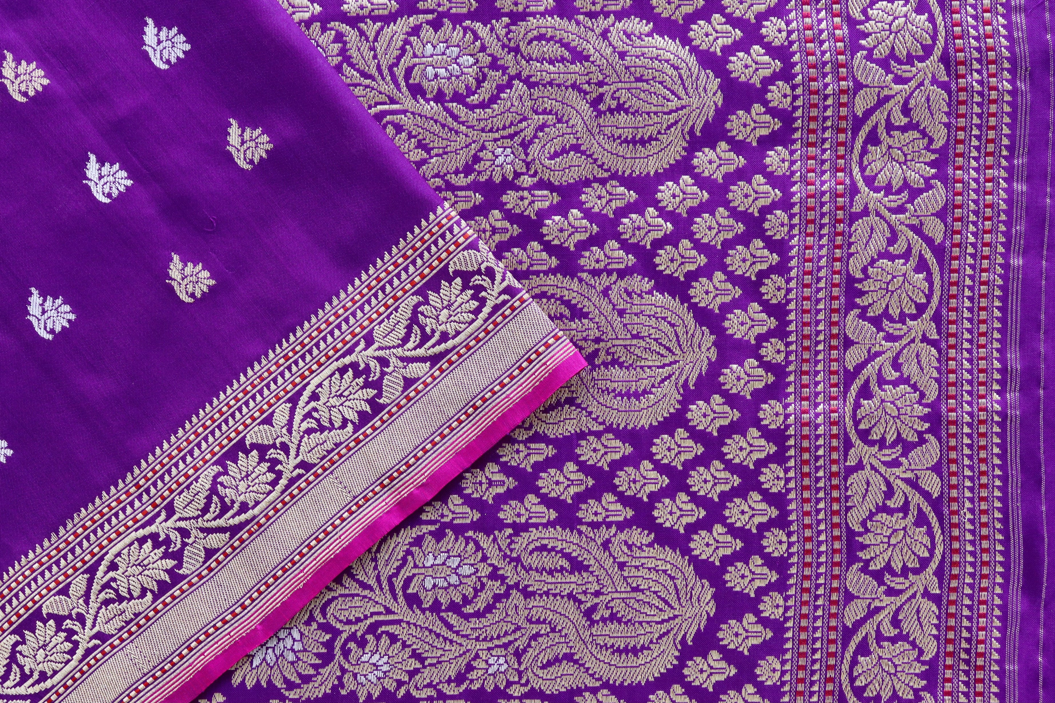 Purple Kadhua Motif Pure Silk Handloom Banarasi Saree