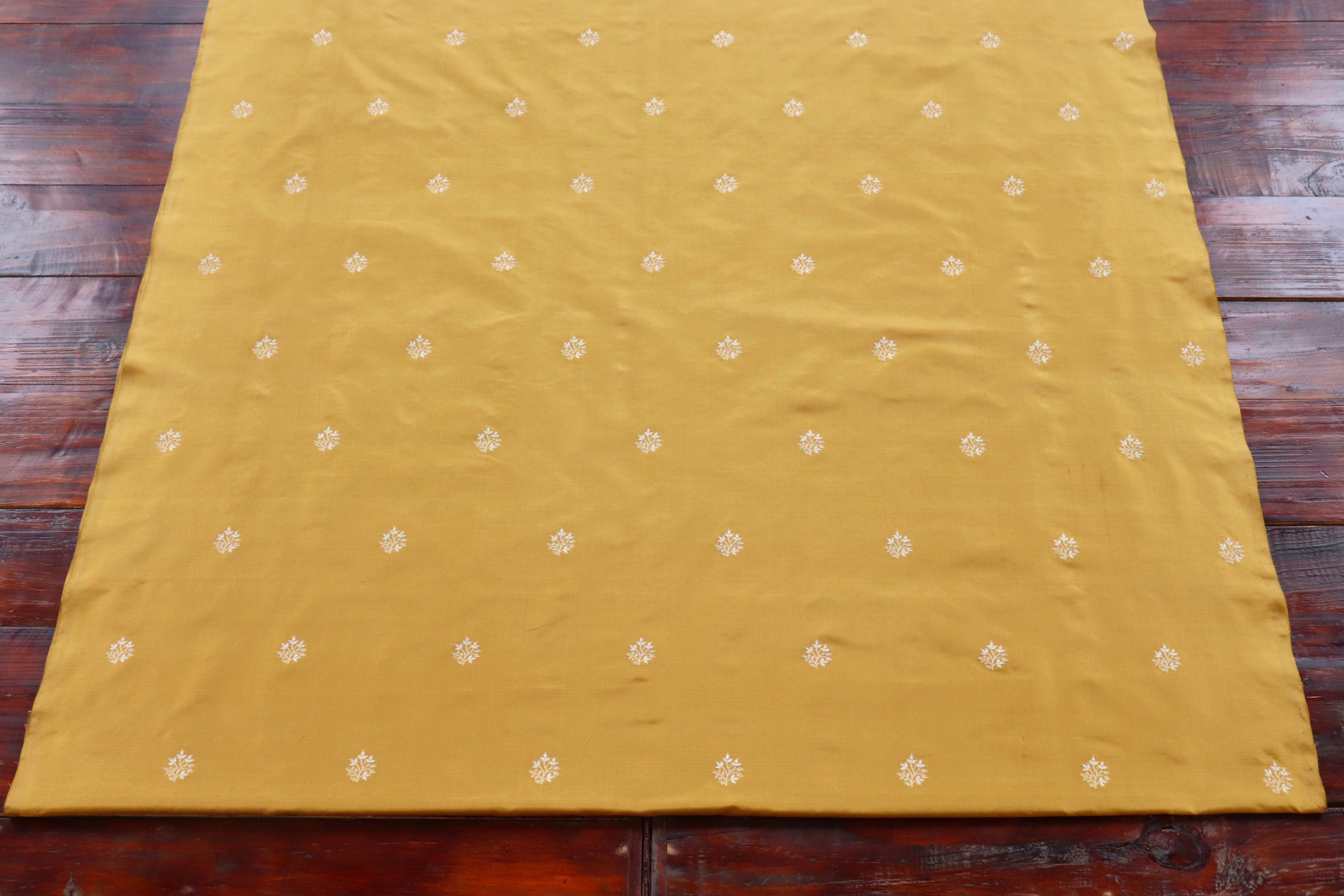 Mustard Pure Katan Silk Handloom Banarasi Thaan