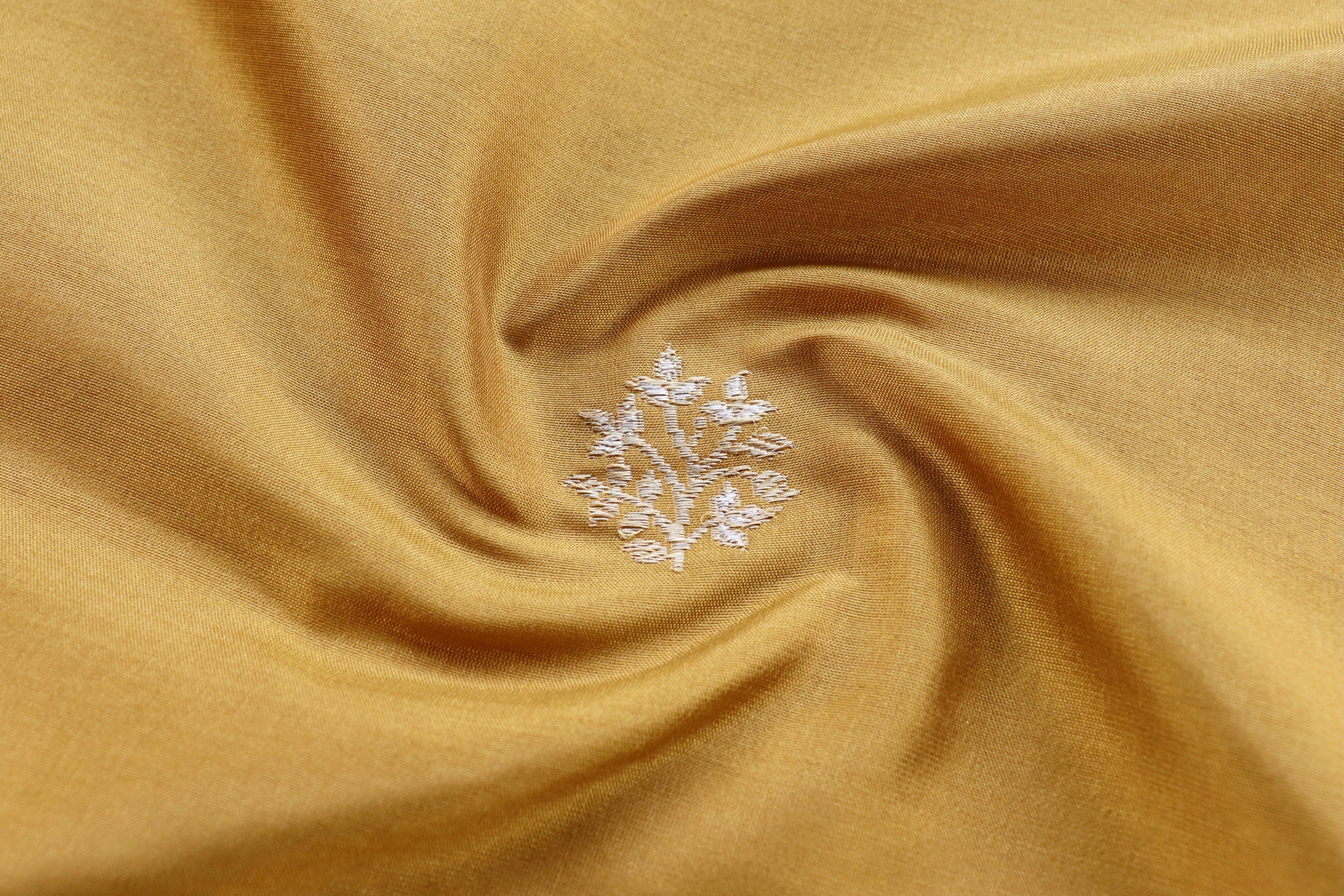 Mustard Pure Katan Silk Handloom Banarasi Thaan