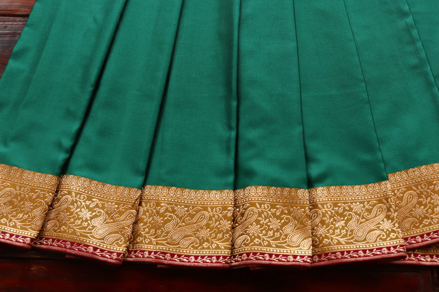 Green Banarasi Handwoven Satin Silk Saree