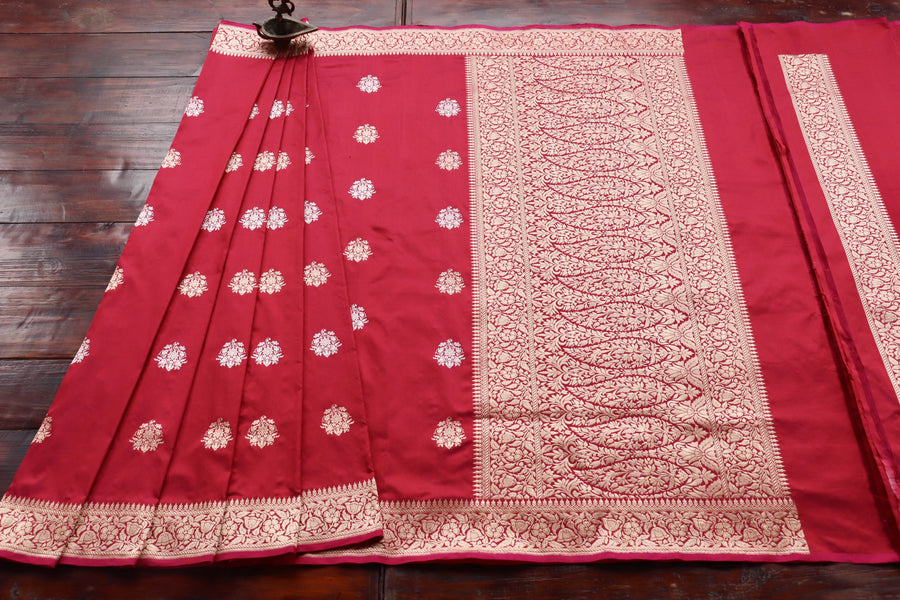 Maroon Kadhua Pure Katan Silk Banarasi Saree | Stuti Weaves
