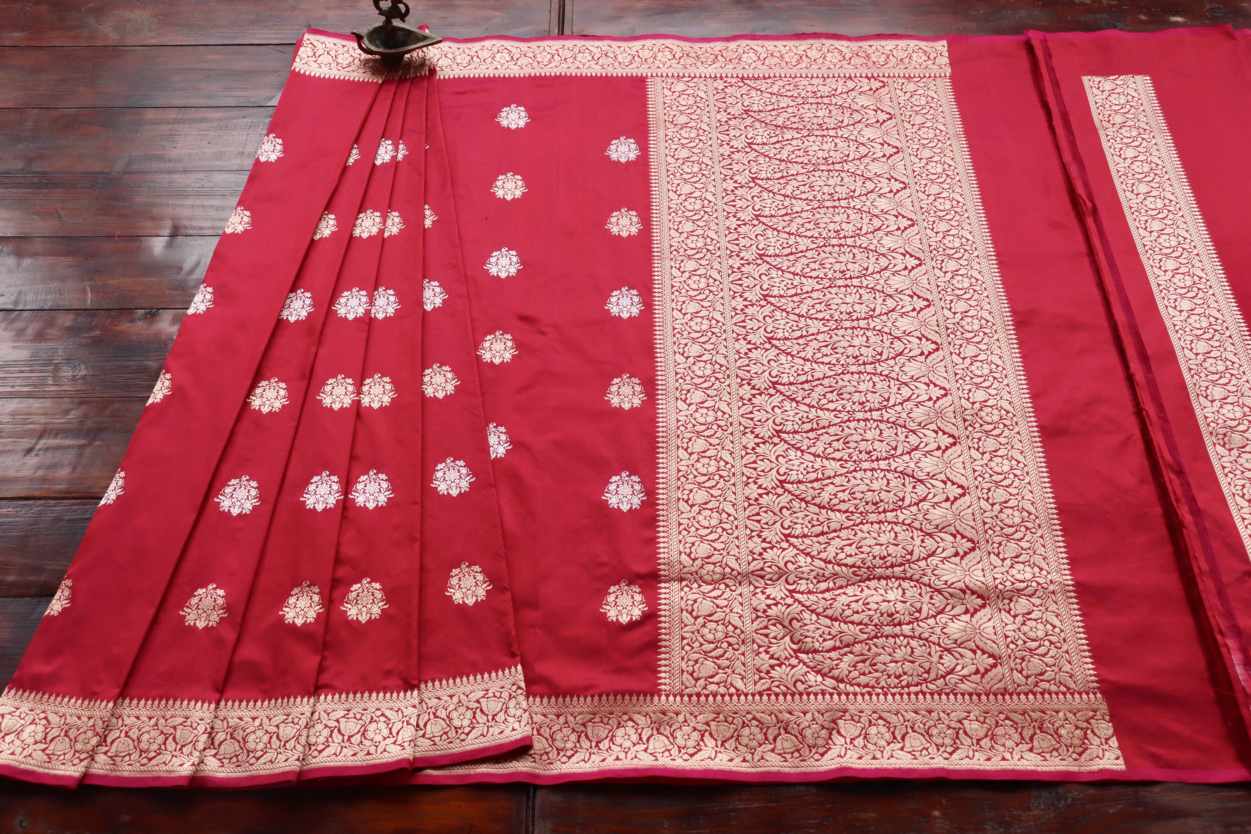 Maroon Kadhua Pure Katan Silk Handloom Banarasi Saree