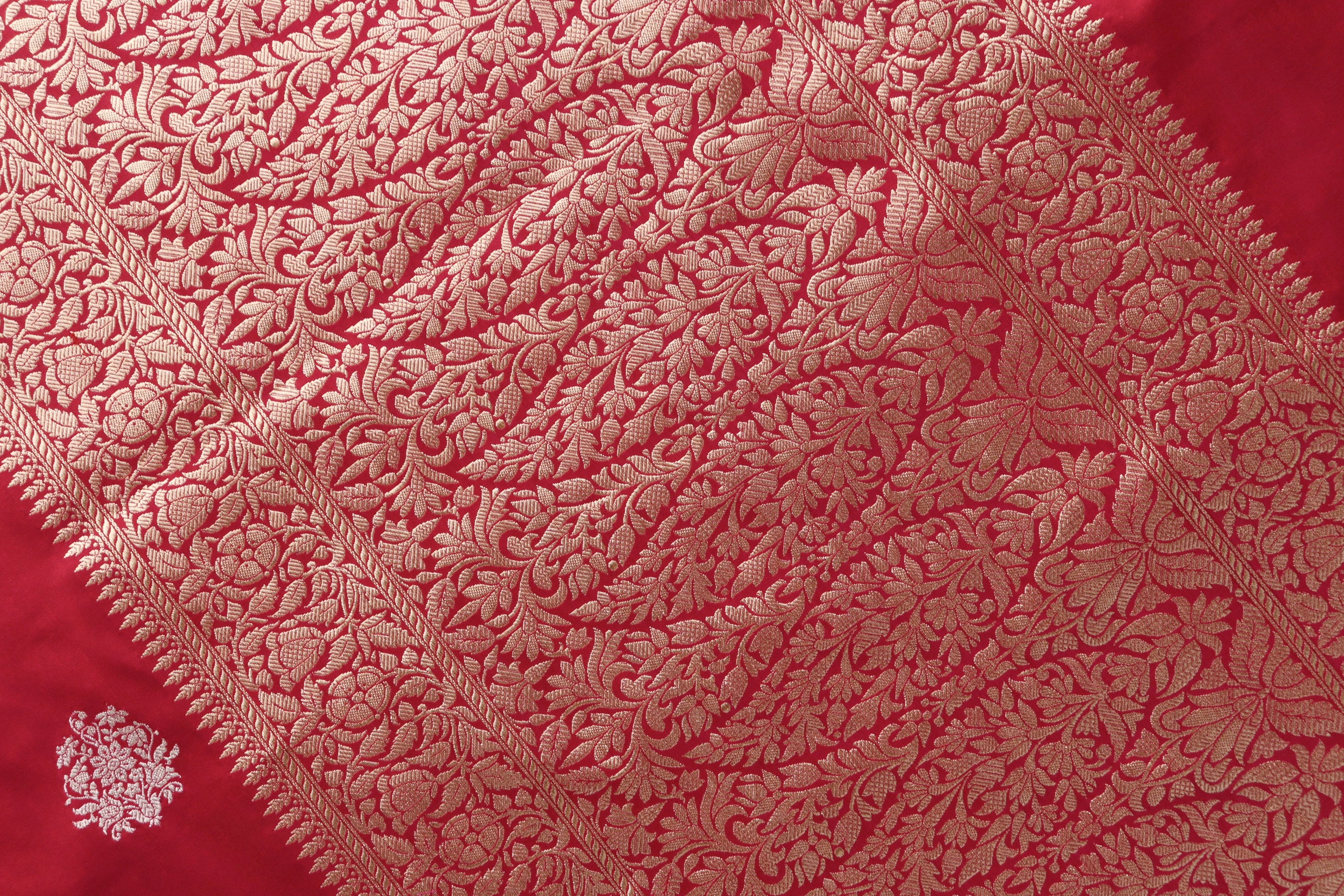 Maroon Kadhua Pure Katan Silk Handloom Banarasi Saree