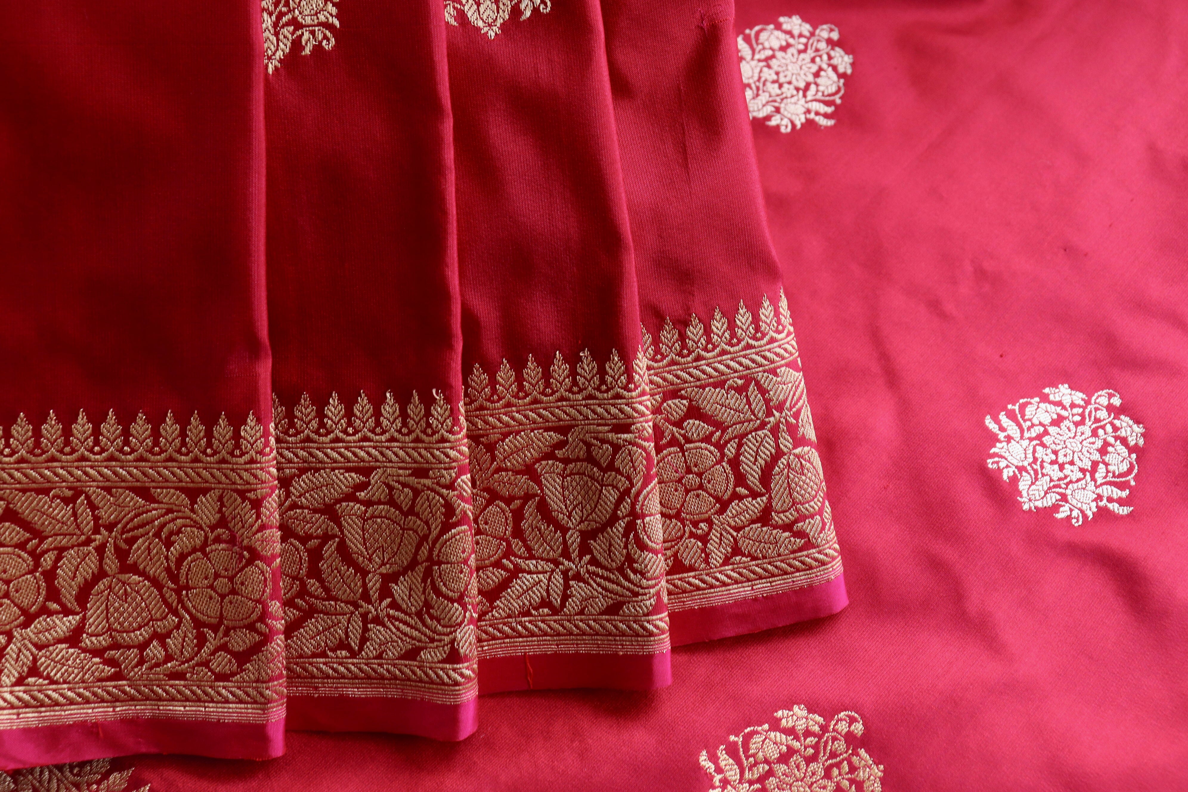Maroon Kadhua Pure Katan Silk Handloom Banarasi Saree