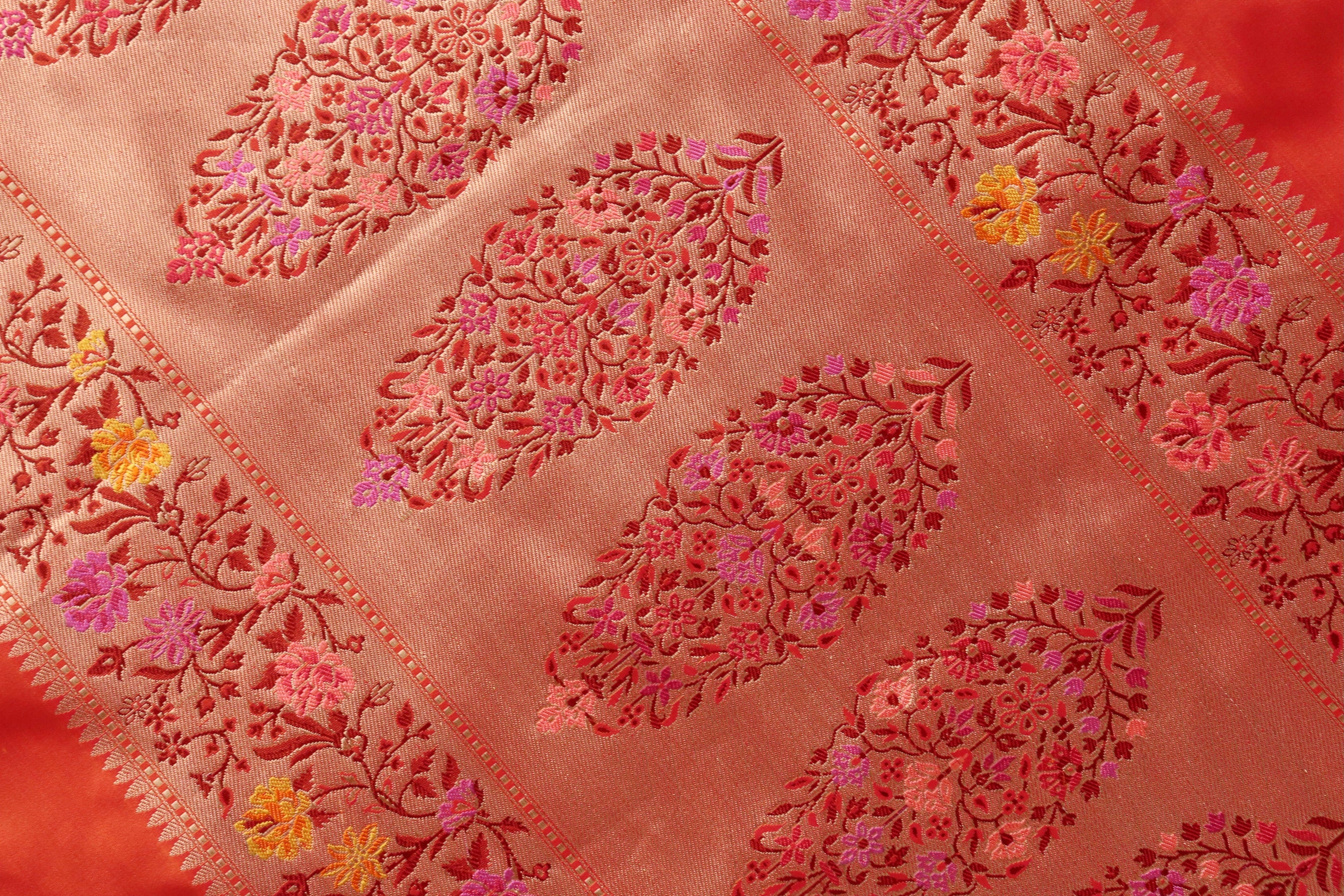 Rust  Meenadar Kadhua  Pure Silk Handloom Banarasi Saree