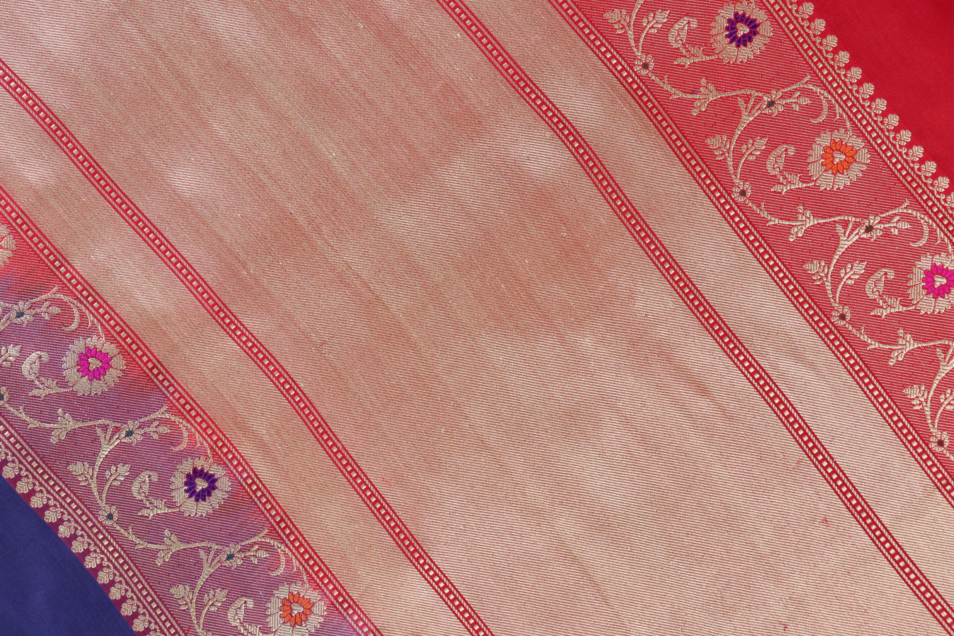 Navy Blue Kadhua Pure Katan Silk Handloom Banarasi Saree