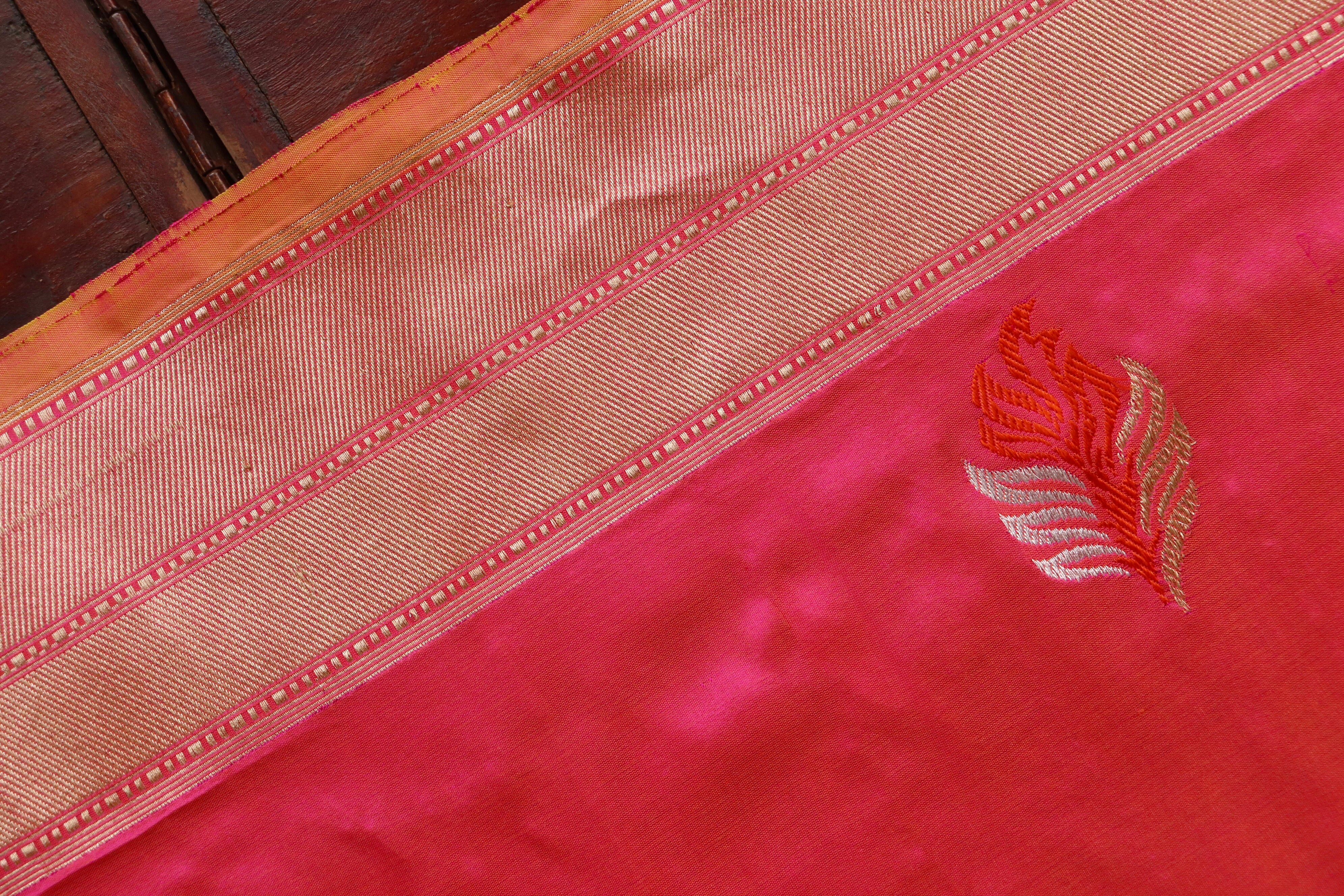 Pink Kadhua Motif Katan Silk Pure Handloom Banarasi Saree