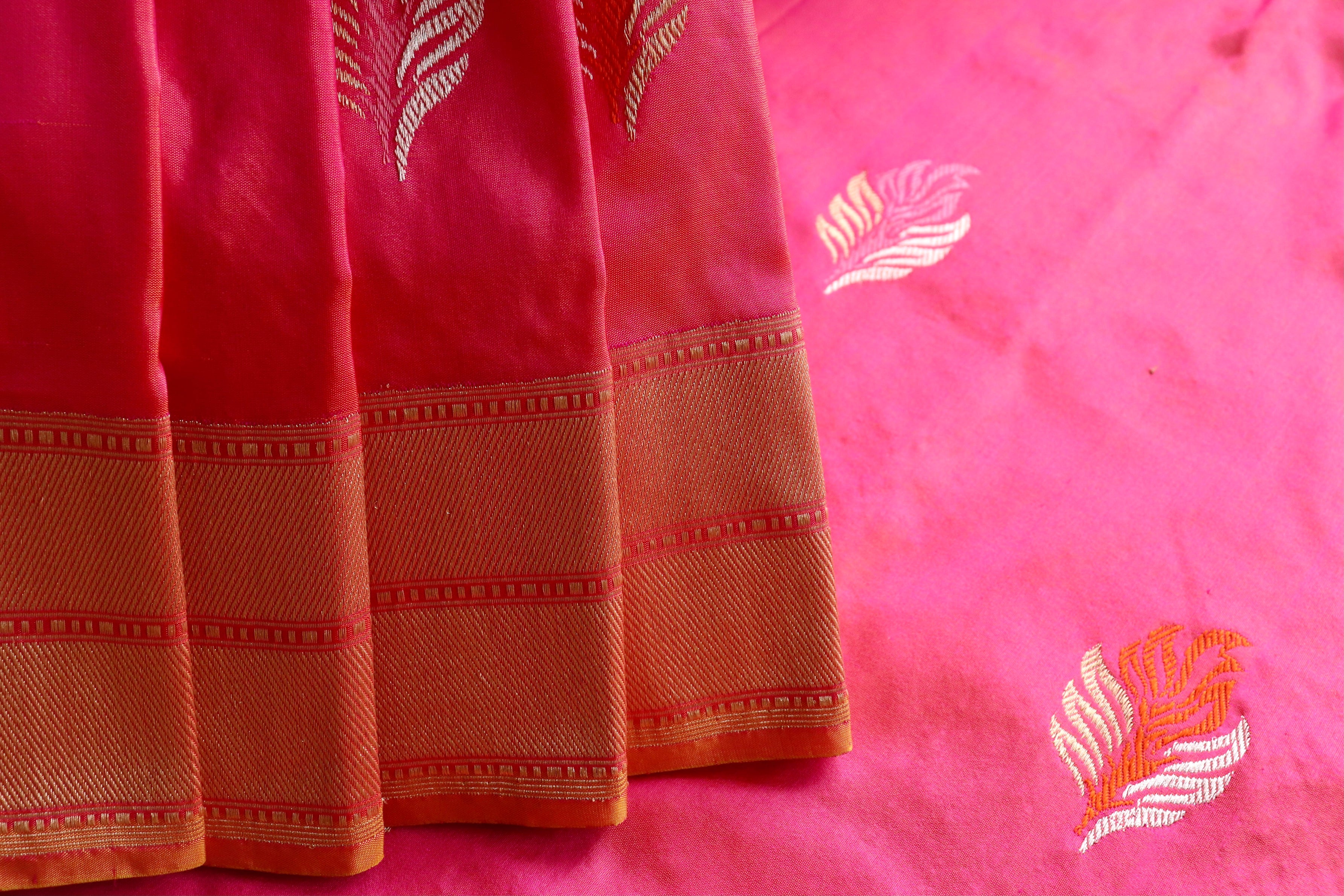 Pink Kadhua Motif Katan Silk Pure Handloom Banarasi Saree