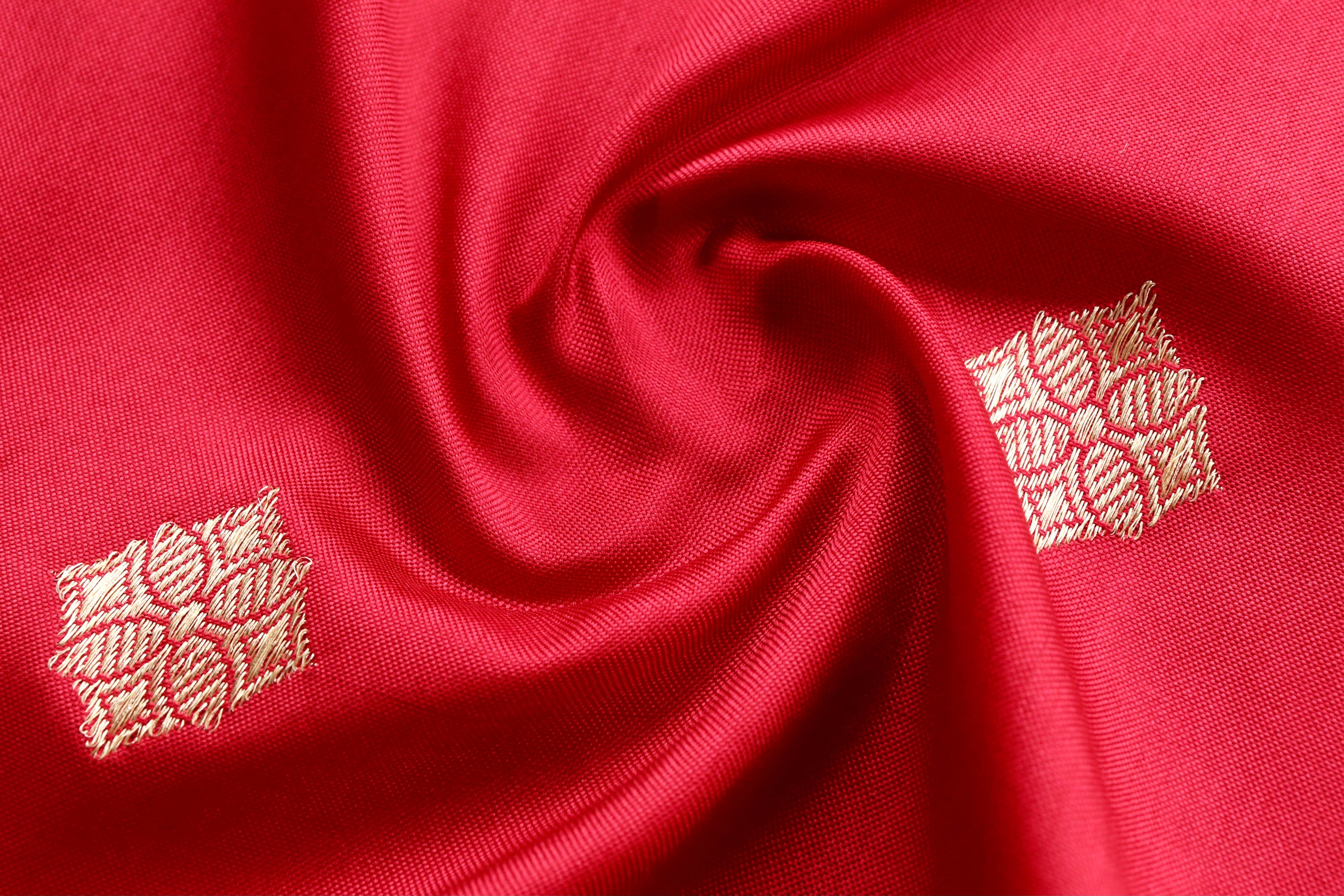 Red Kadhua Motif Pure Katan Silk Handloom Saree