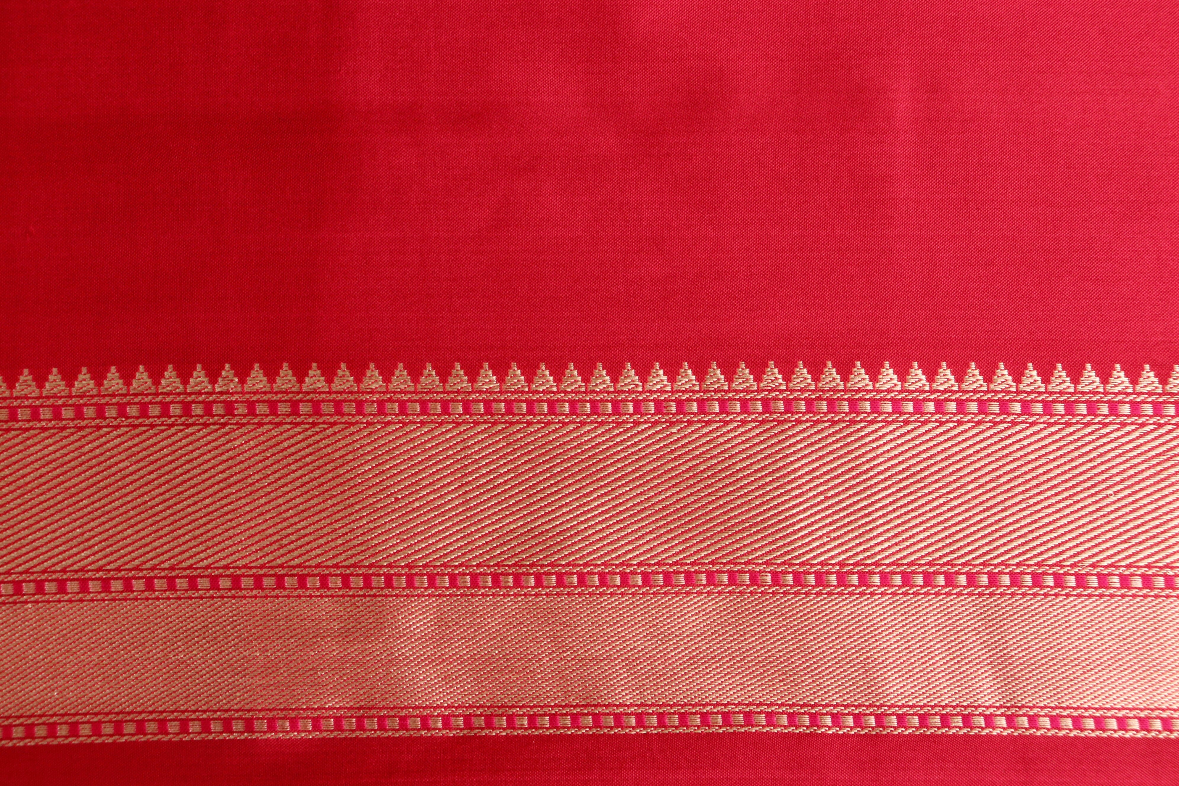 Red Kadhua Motif Pure Katan Silk Handloom Saree