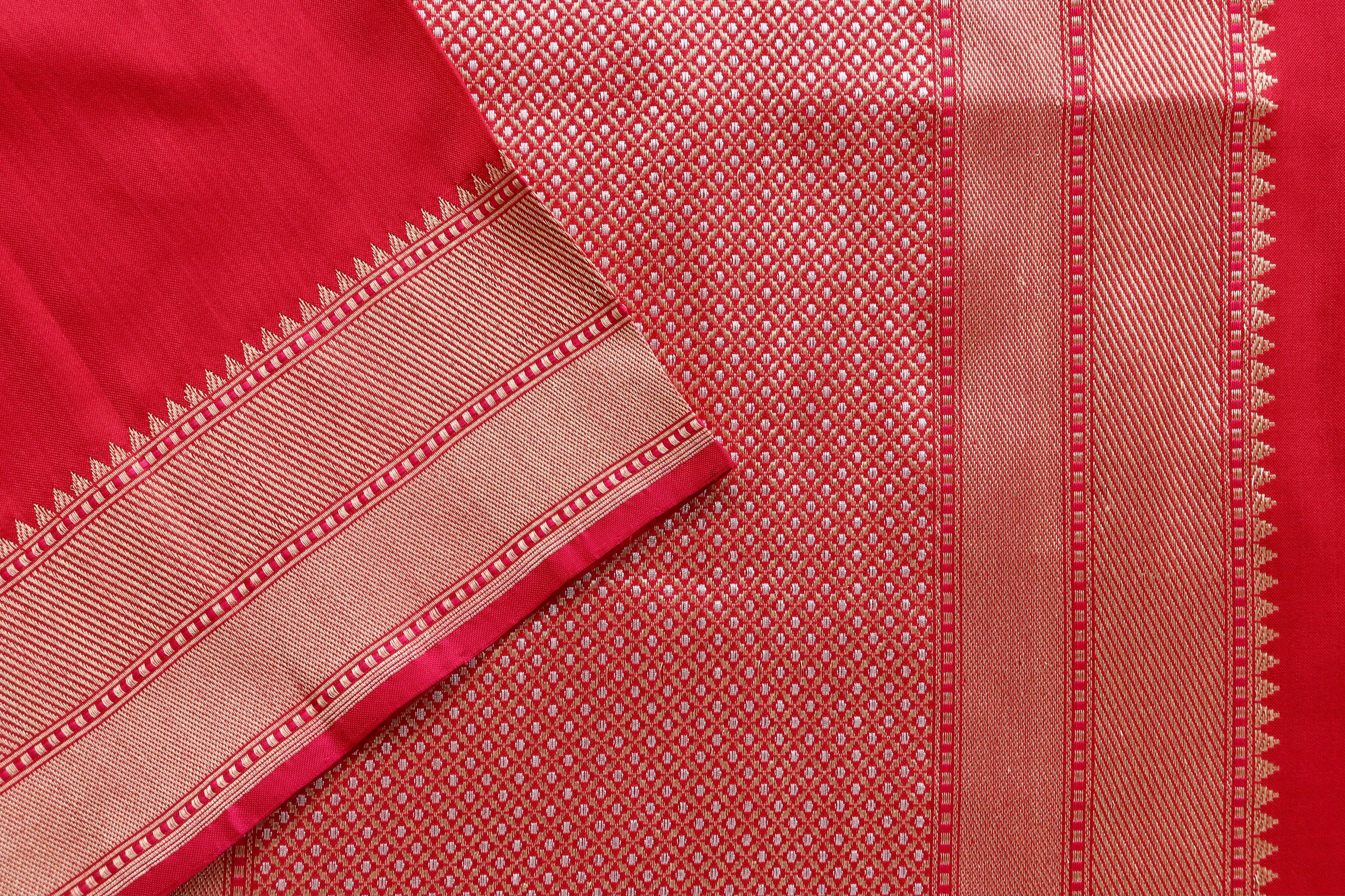 Red Kadhua Motif Pure Katan Silk Handloom Saree