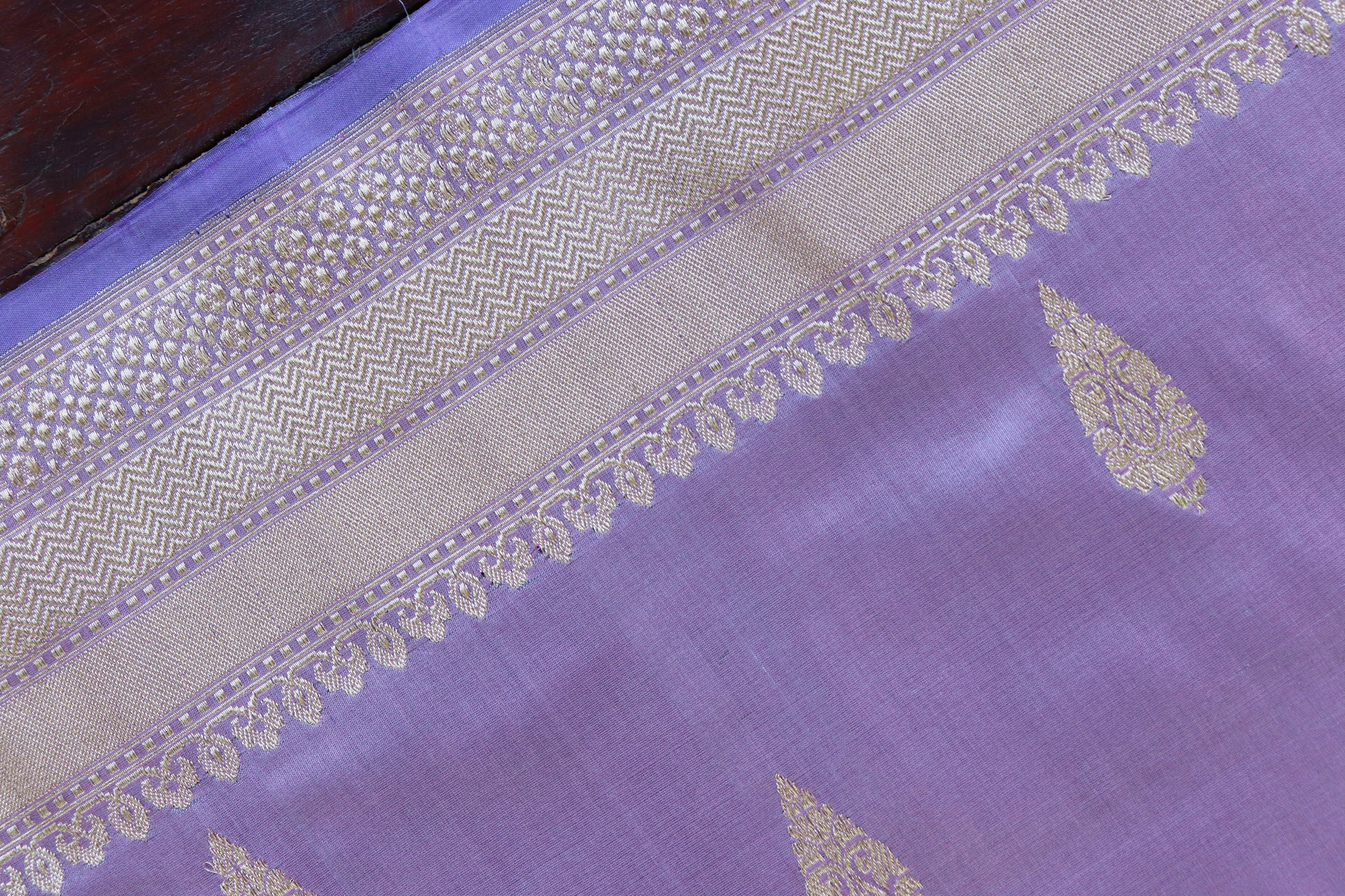 Mauve Kadhua Motif Pure Katan Silk Handloom Saree