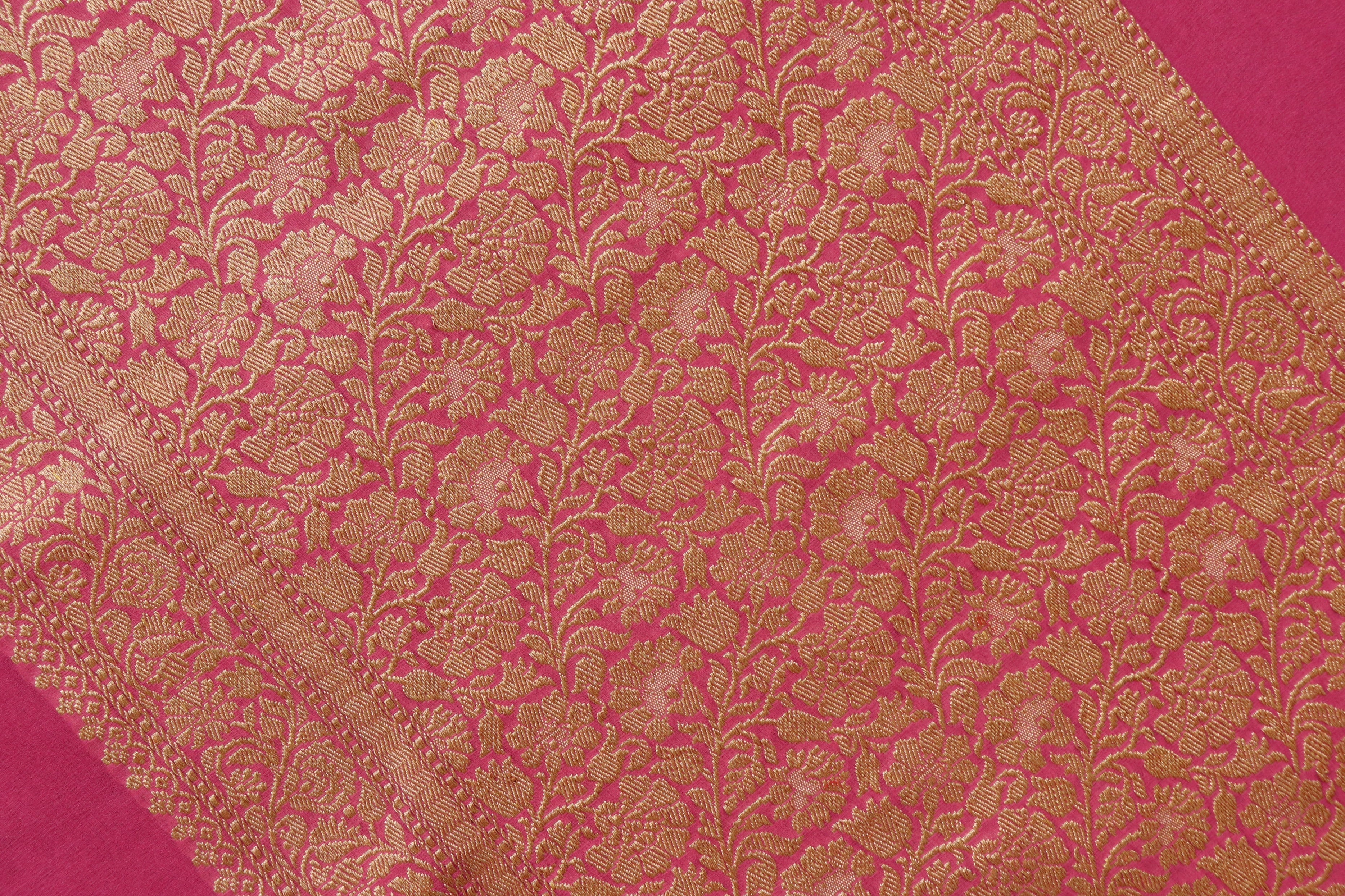 Pink Kadhua Georgette Banarasi Handloom Saree