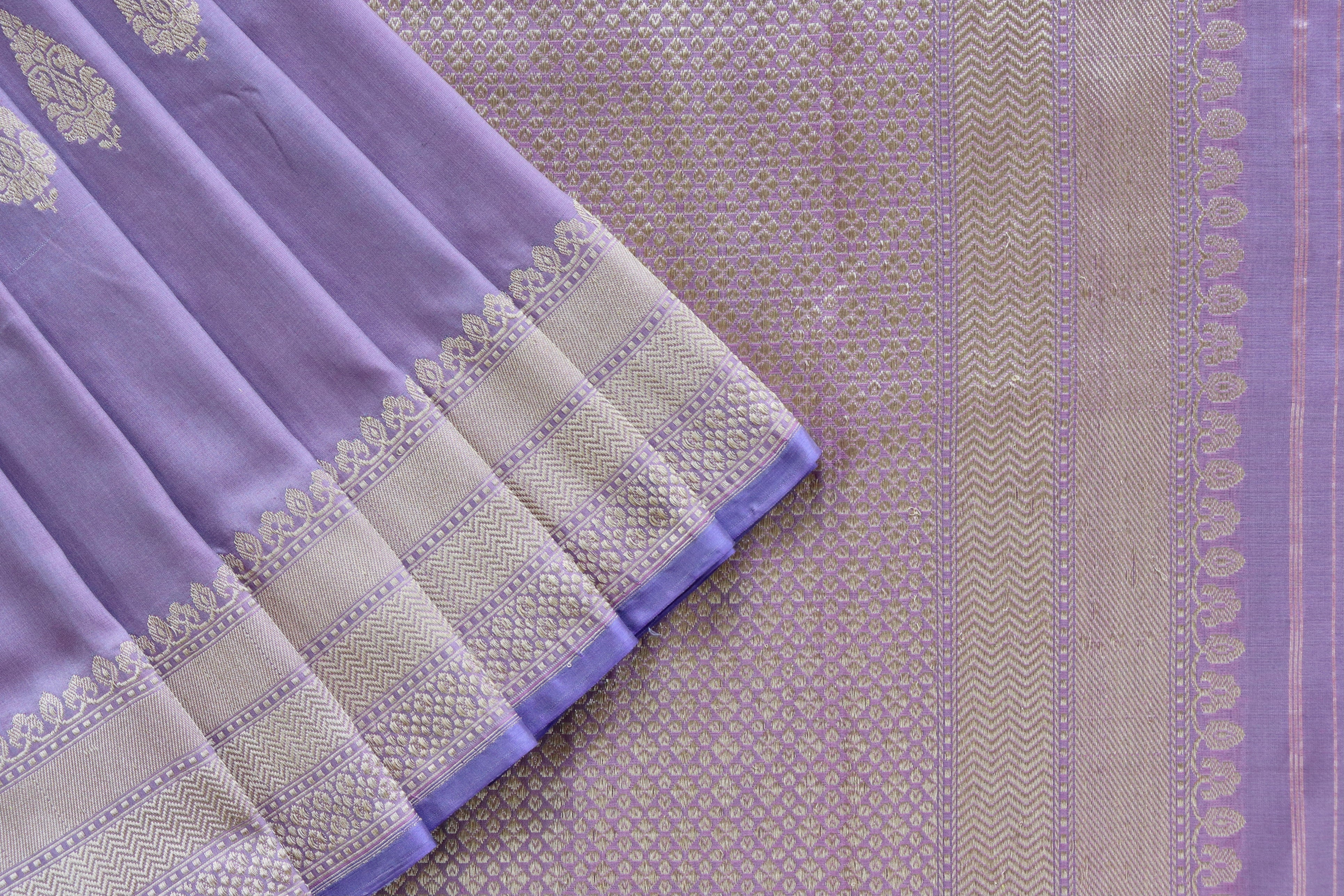 Mauve Kadhua Motif Pure Katan Silk Handloom Saree