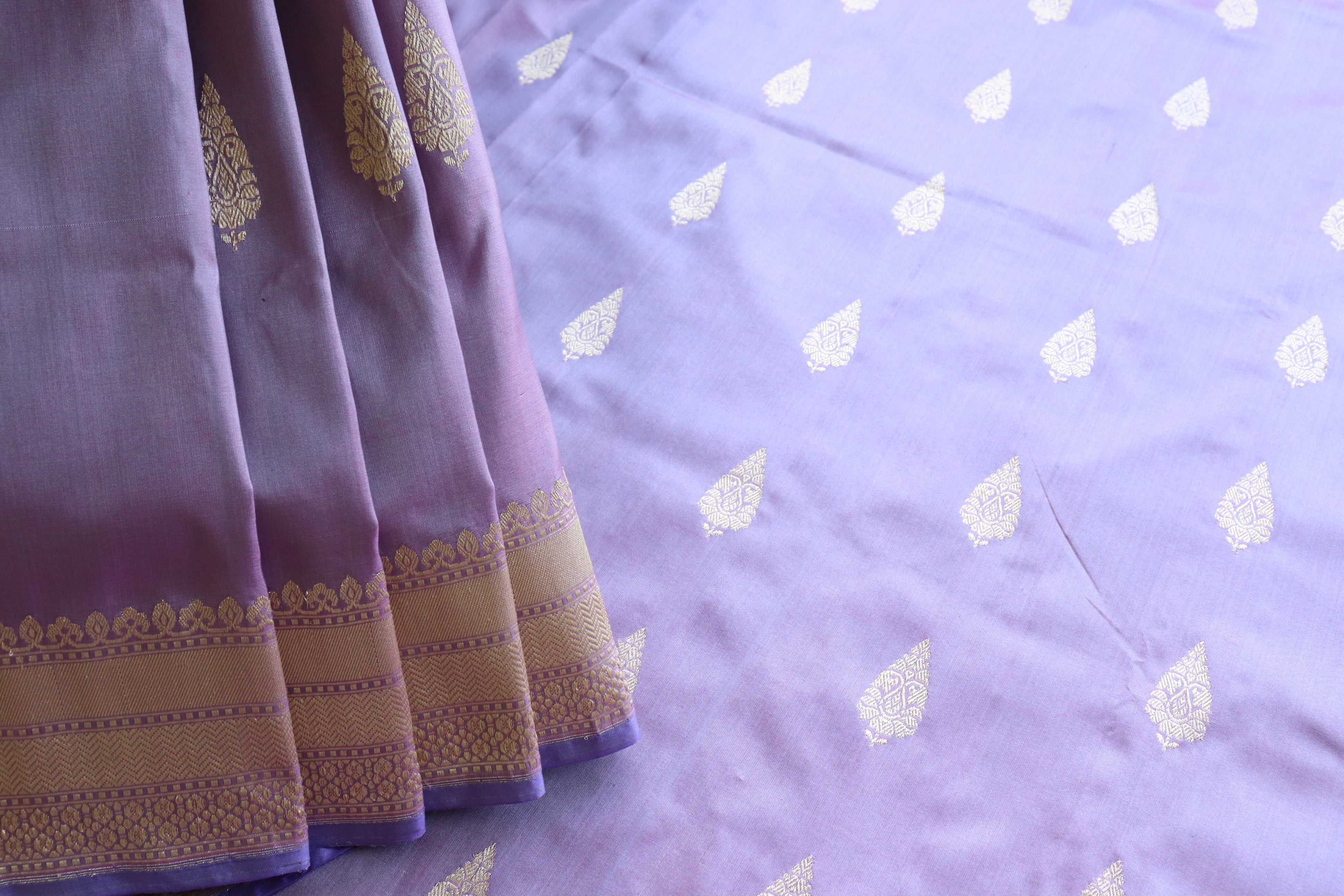 Mauve Kadhua Motif Pure Katan Silk Handloom Saree