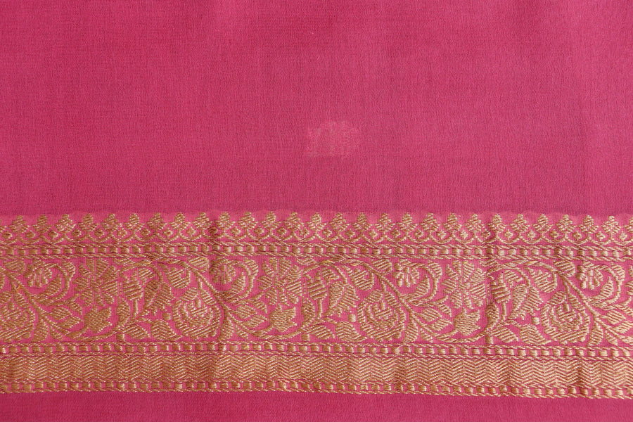 Pink Kadhua Georgette Banarasi Handloom Saree