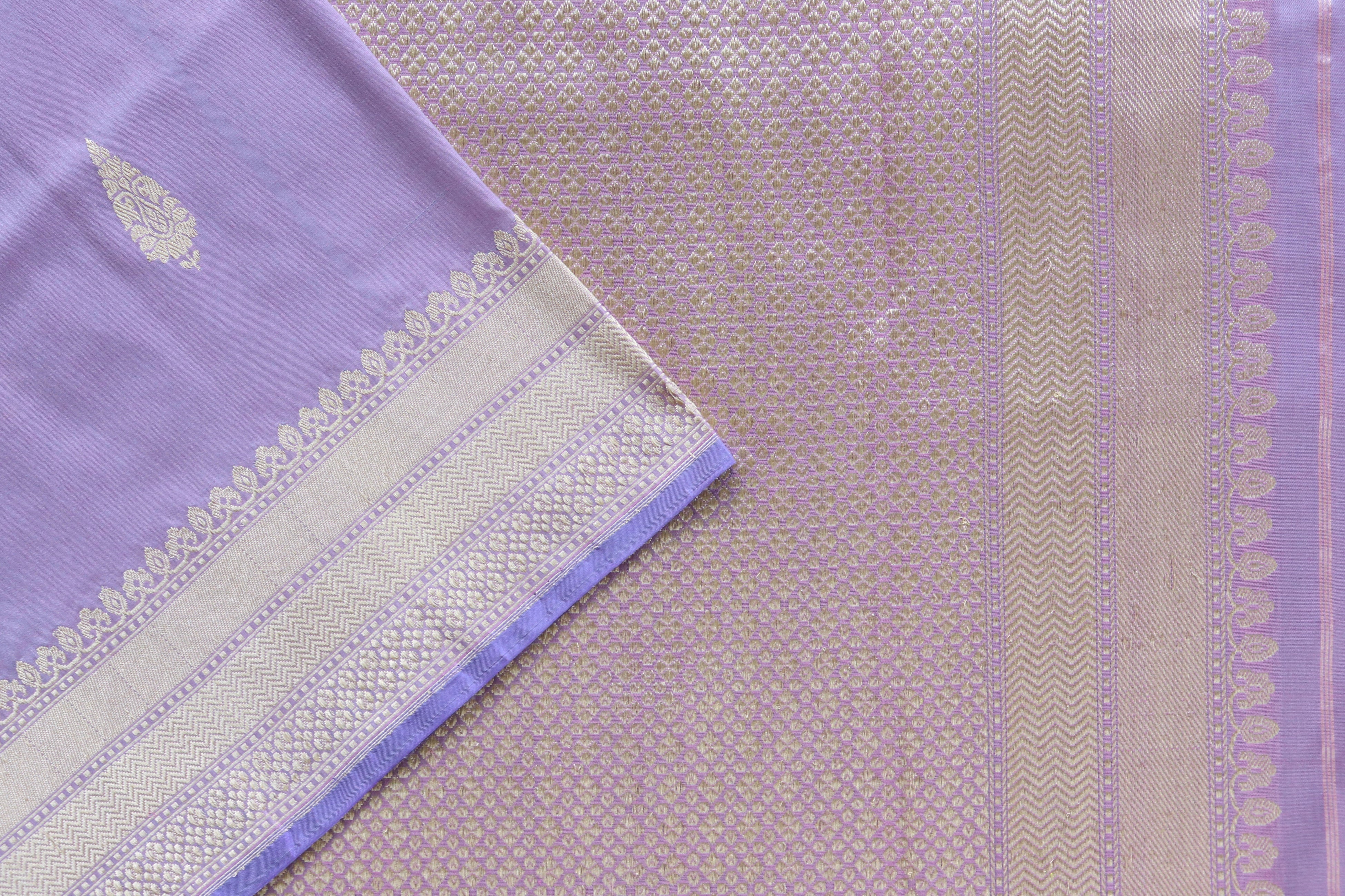 Mauve Kadhua Motif Pure Katan Silk Handloom Saree