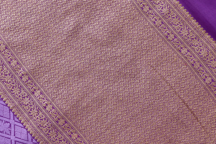 Purple Handwoven Banarasi Tanchoi Silk Saree