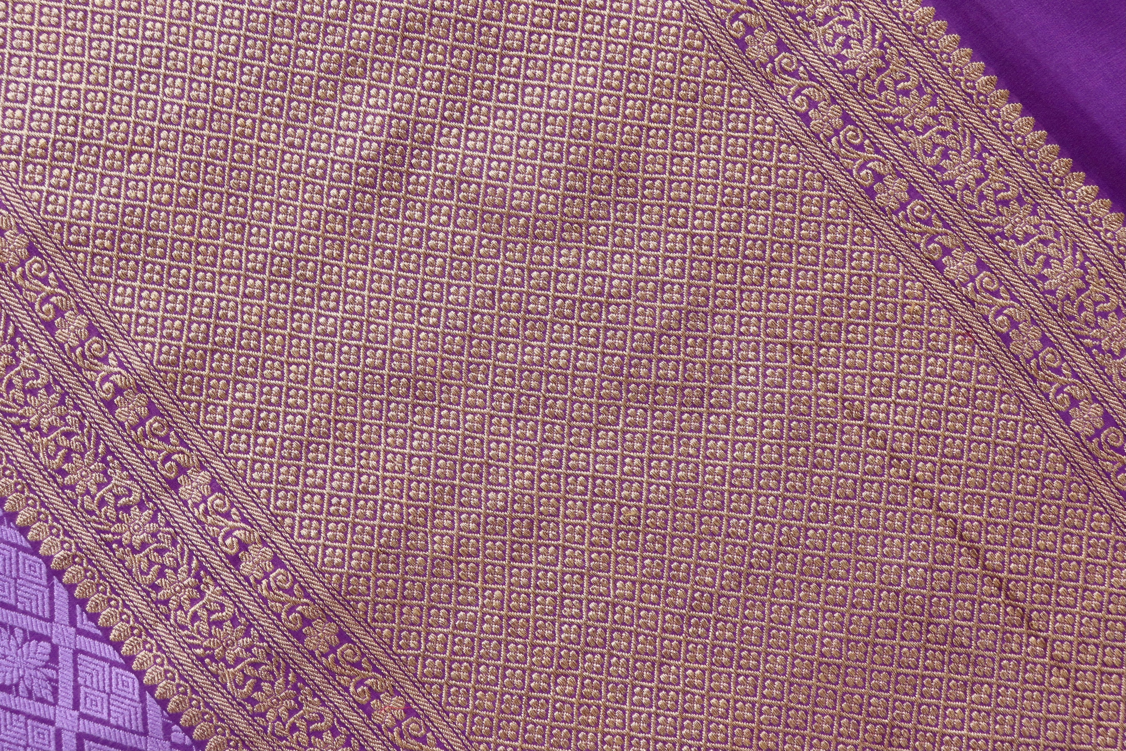Purple Handwoven Banarasi Tanchoi Silk Saree