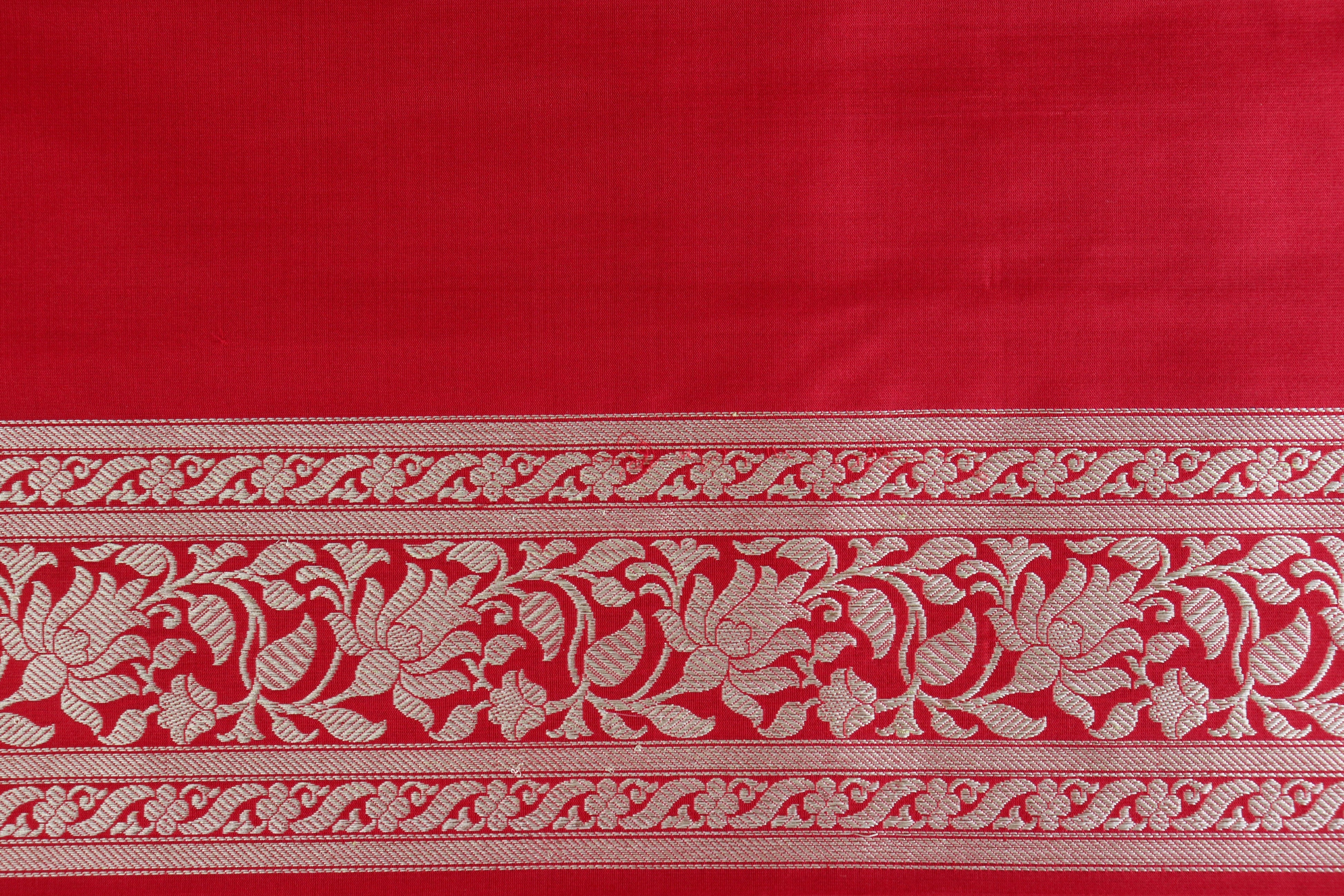 Deep Red Pure Silk Handloom Banarasi Saree