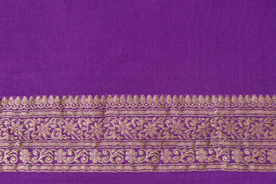Purple Handwoven Banarasi Tanchoi Silk Saree