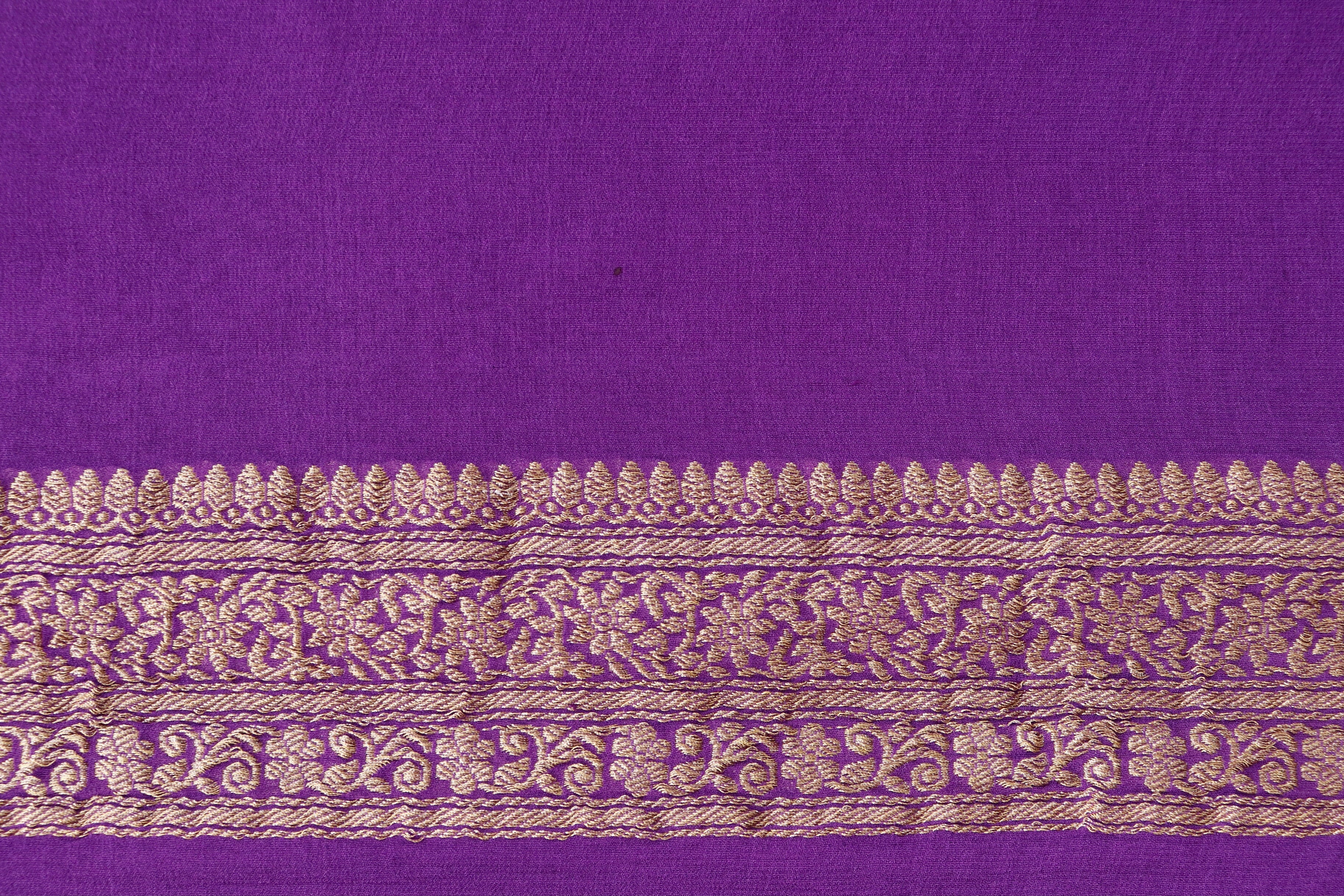 Purple Handwoven Banarasi Tanchoi Silk Saree