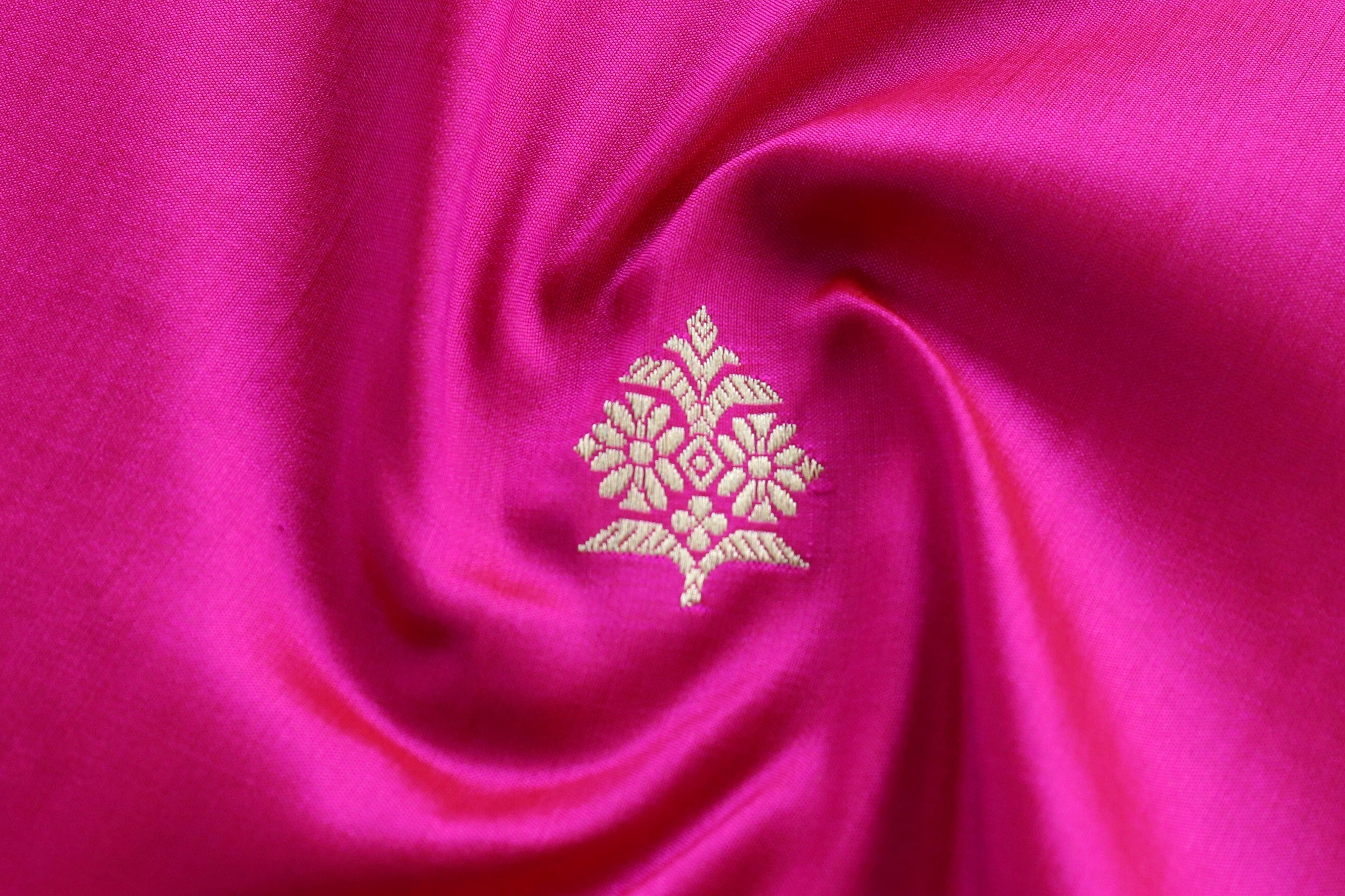 Hot Pink Pure Silk Handloom Banarasi Saree