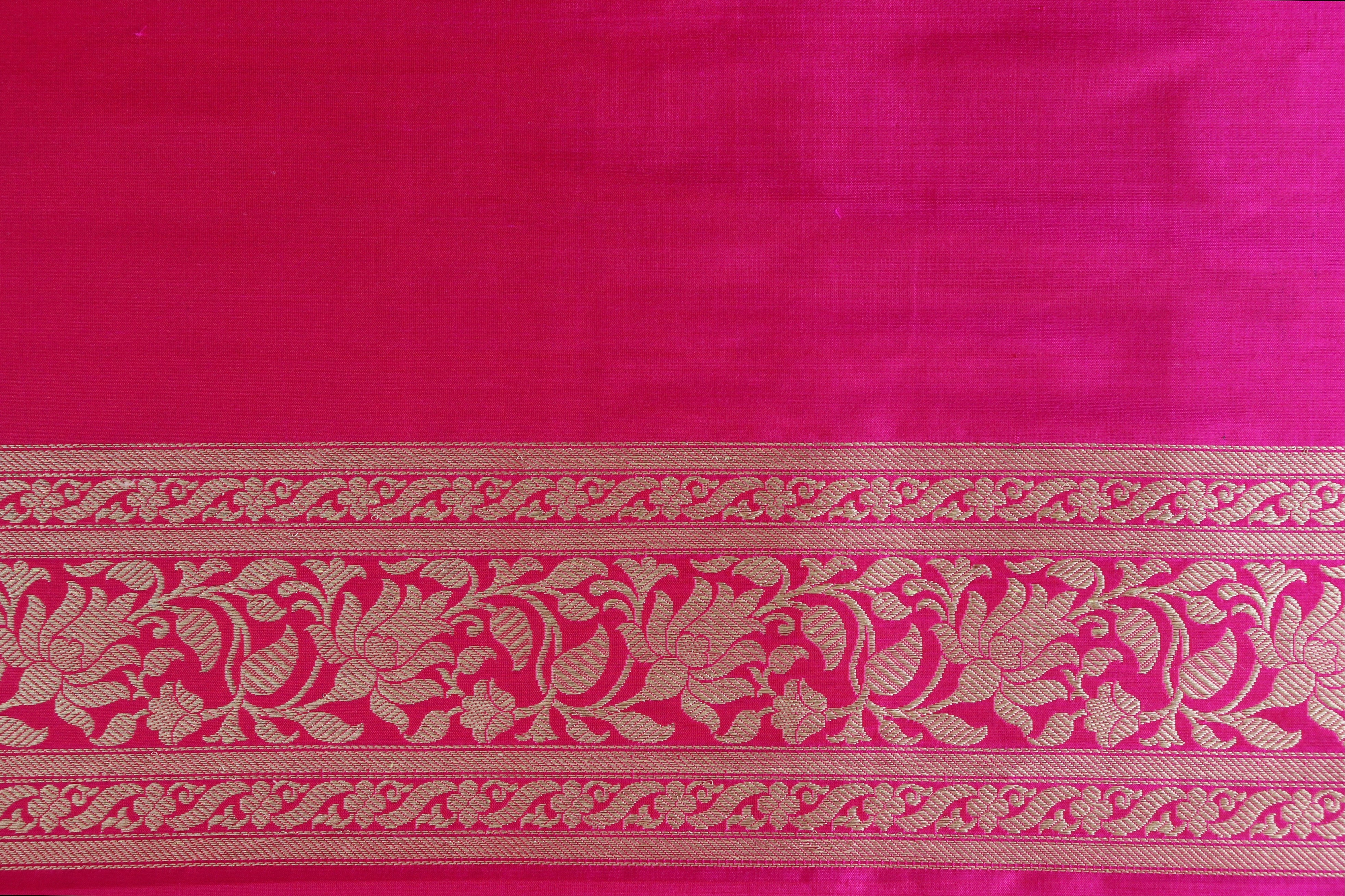 Hot Pink Pure Silk Handloom Banarasi Saree