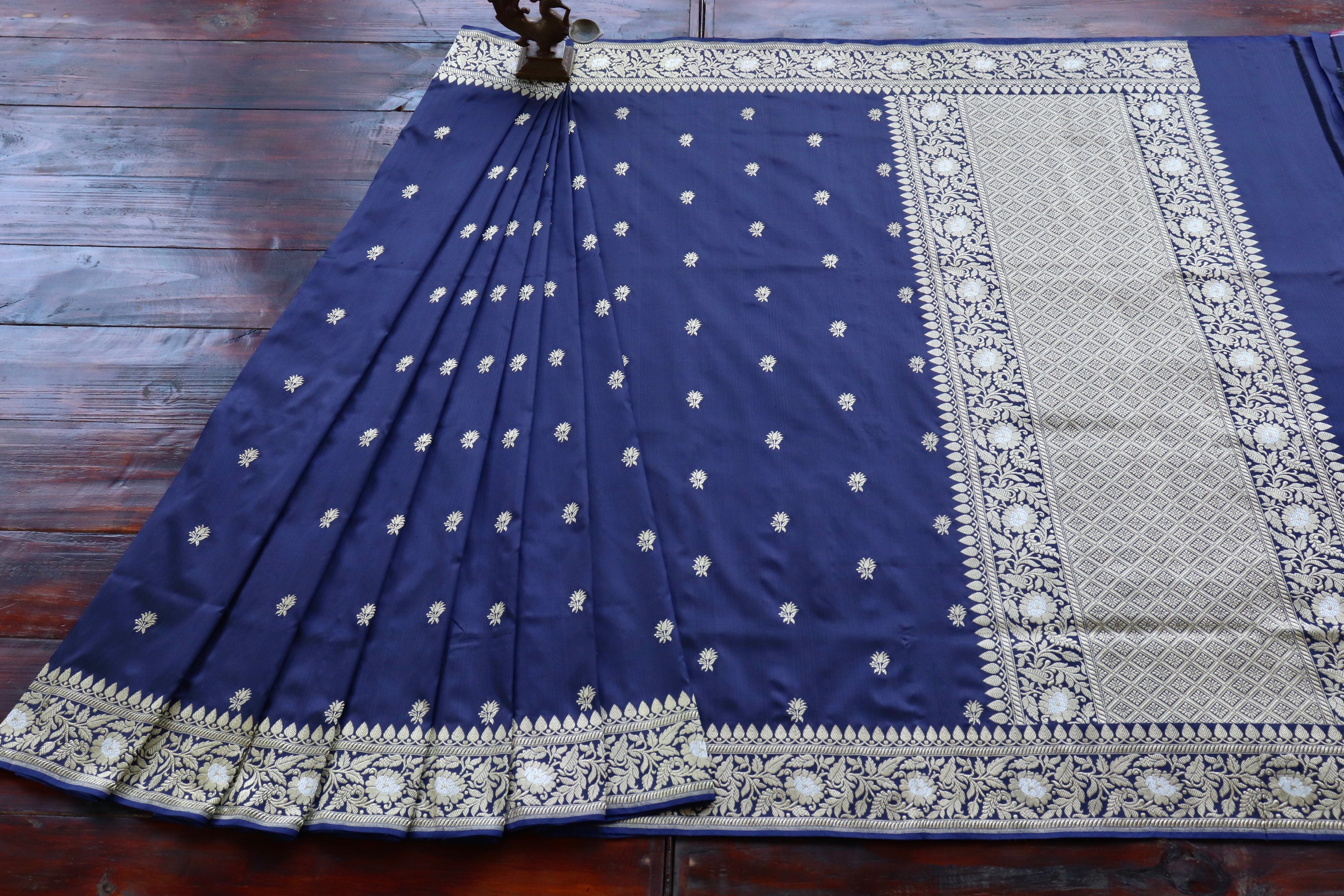 Blue Sona Rupa Pure Silk Handloom Banarasi Saree