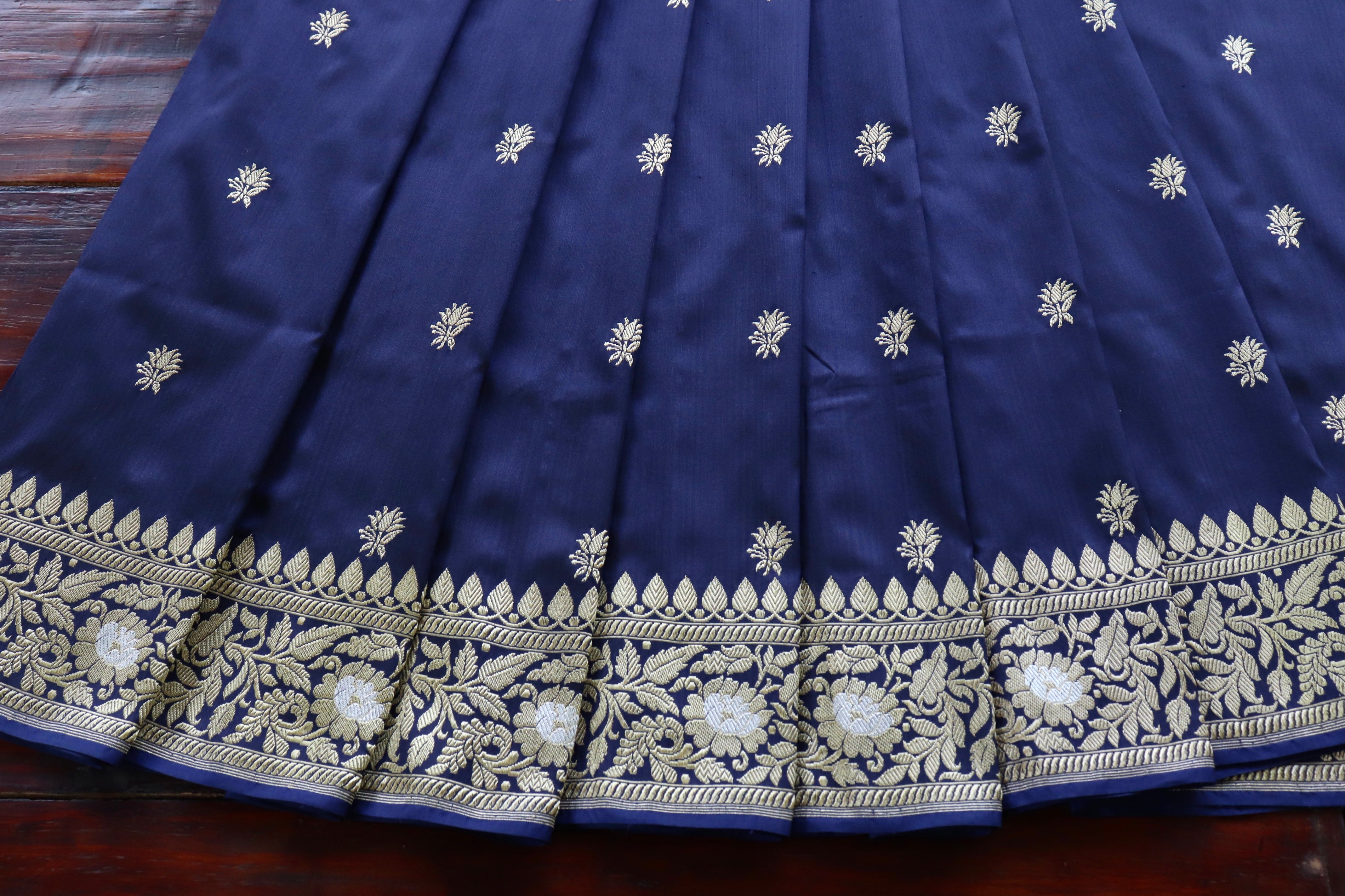 Blue Sona Rupa Pure Silk Handloom Banarasi Saree