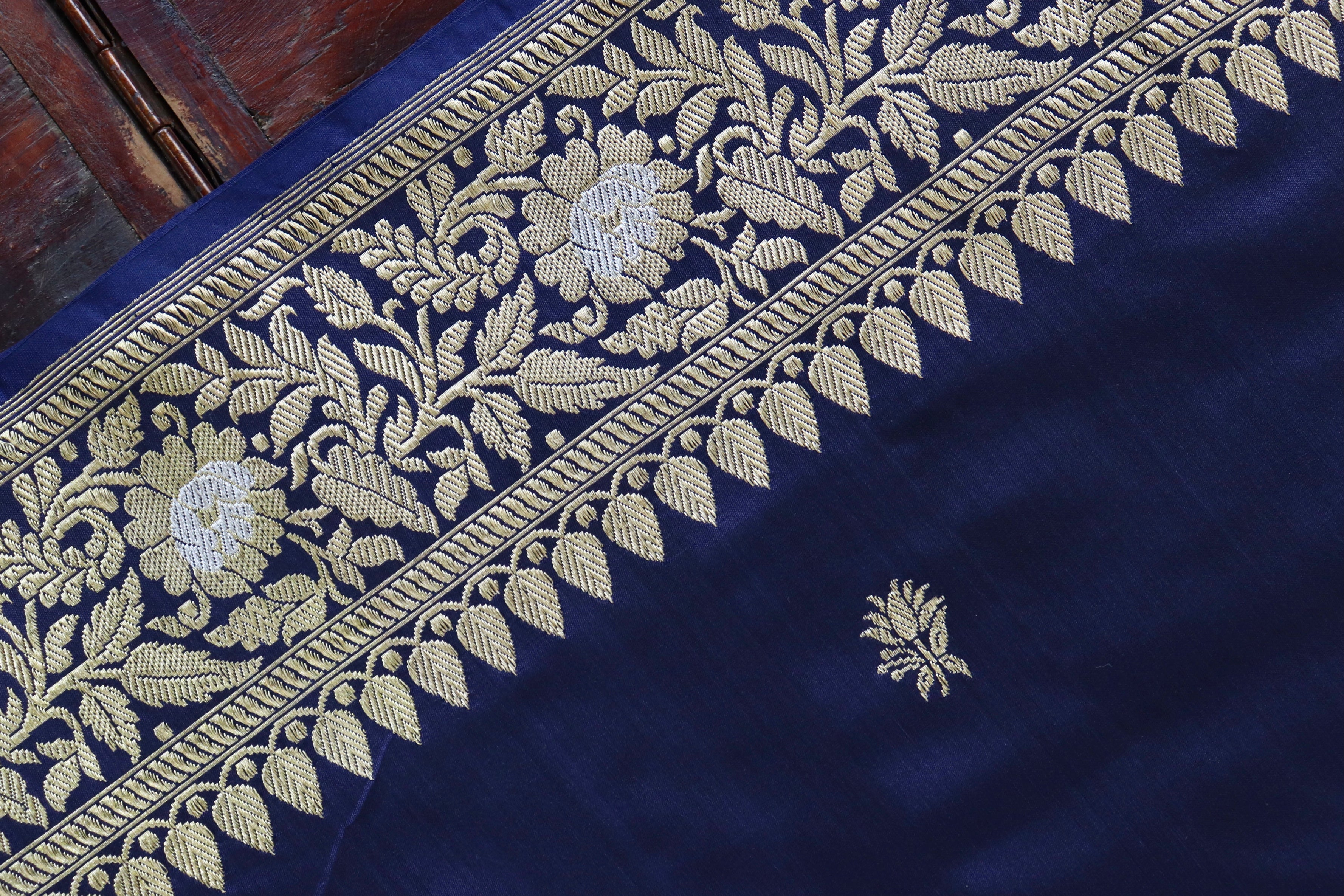 Blue Sona Rupa Pure Silk Handloom Banarasi Saree