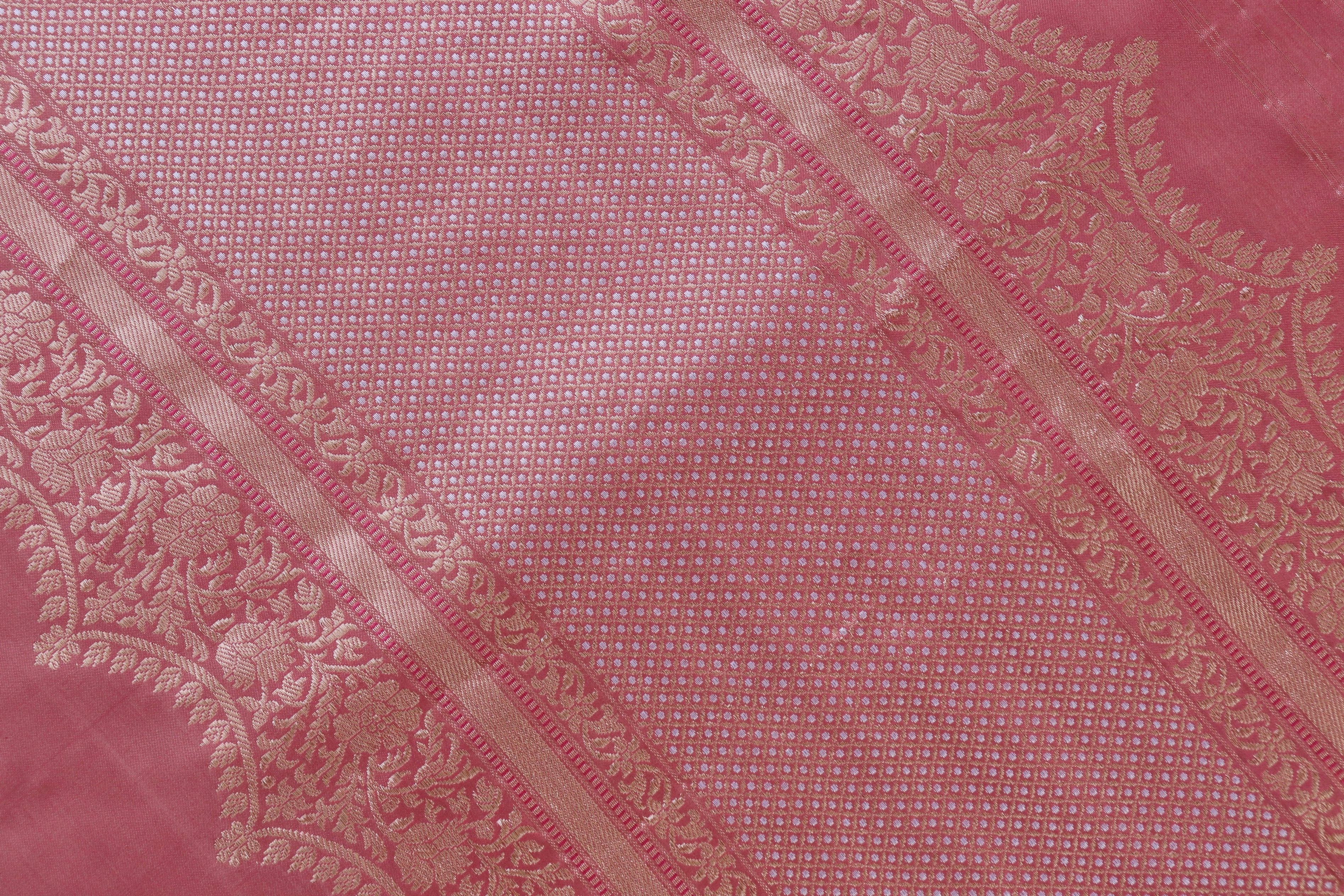 Salmon Butterfly Motif Pure Silk Handloom Banarasi Saree