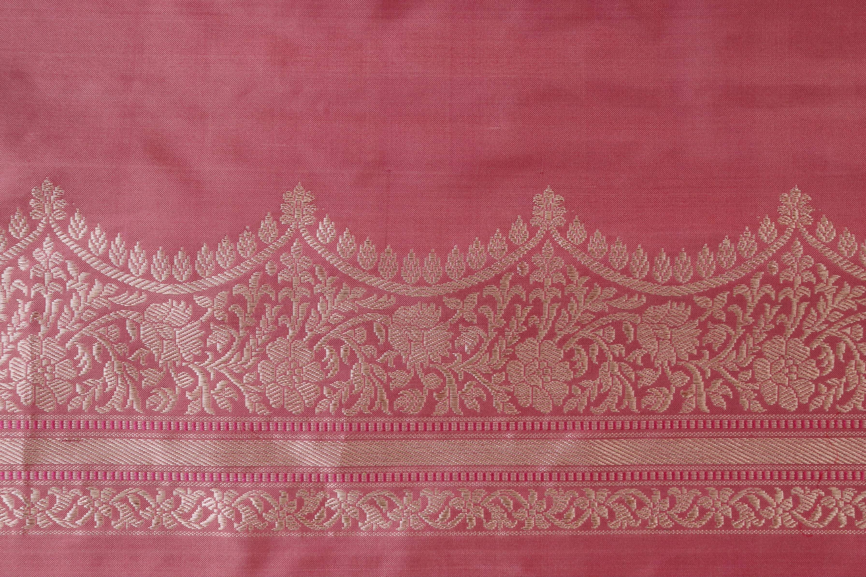 Salmon Butterfly Motif Pure Silk Handloom Banarasi Saree