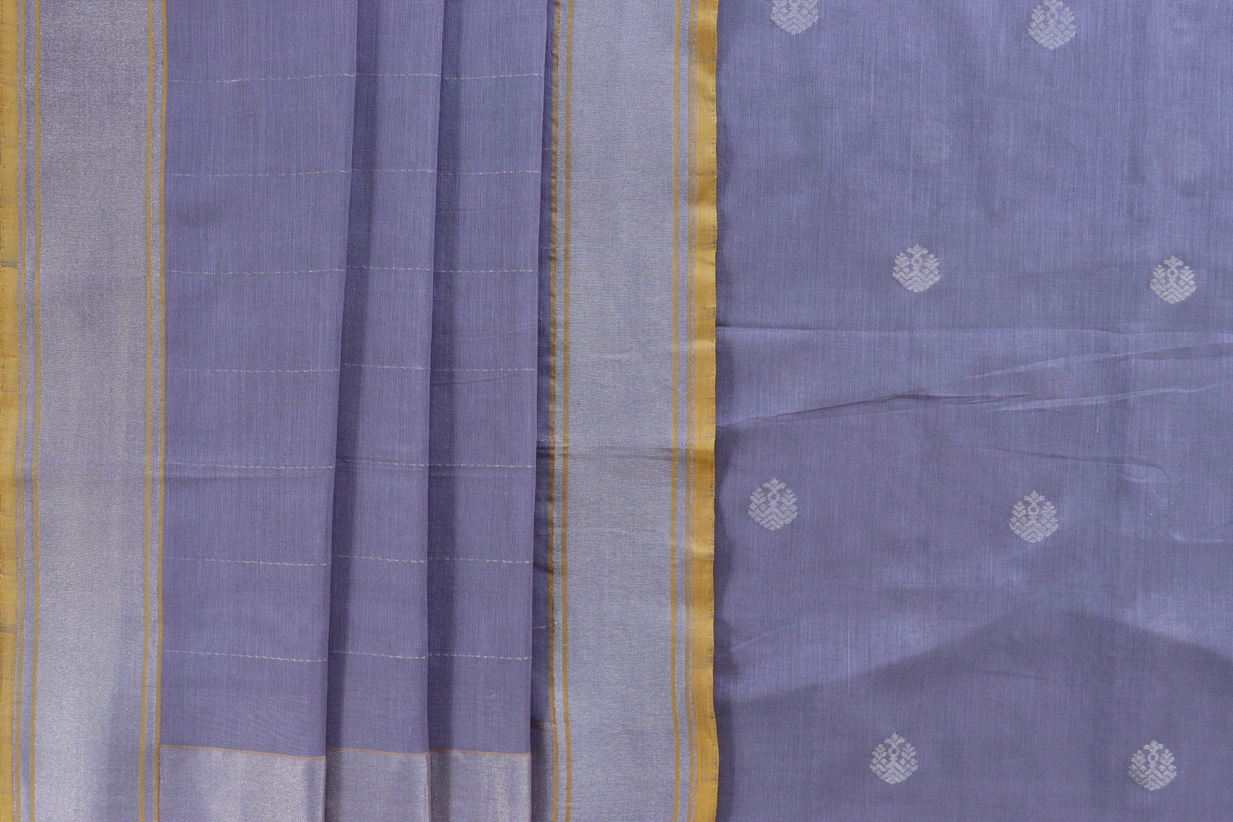 Lilac Katan Cotton Handloom Banarasi Suit Set