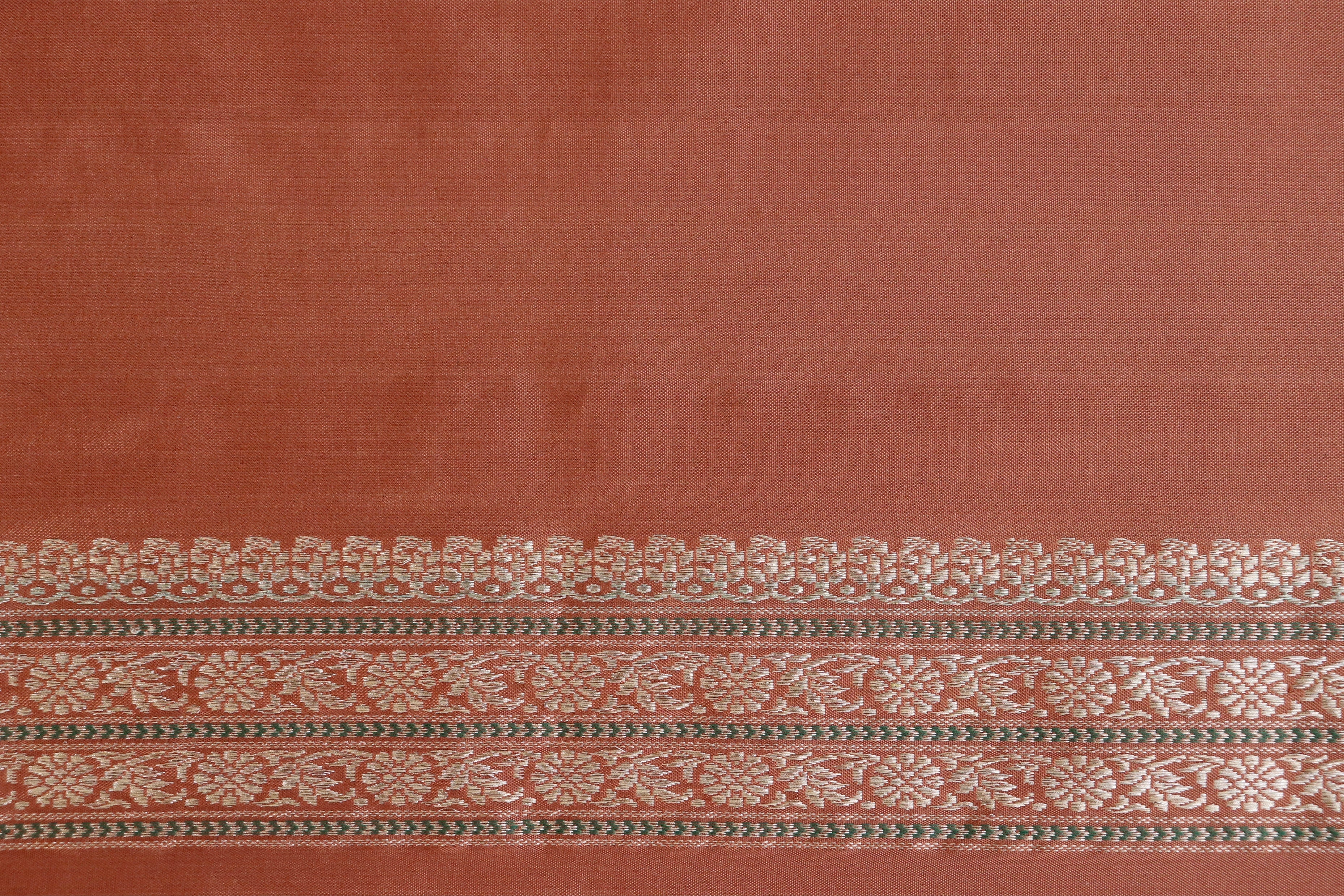 Brown Peacock Motif Pure Silk Handloom Banarasi Saree