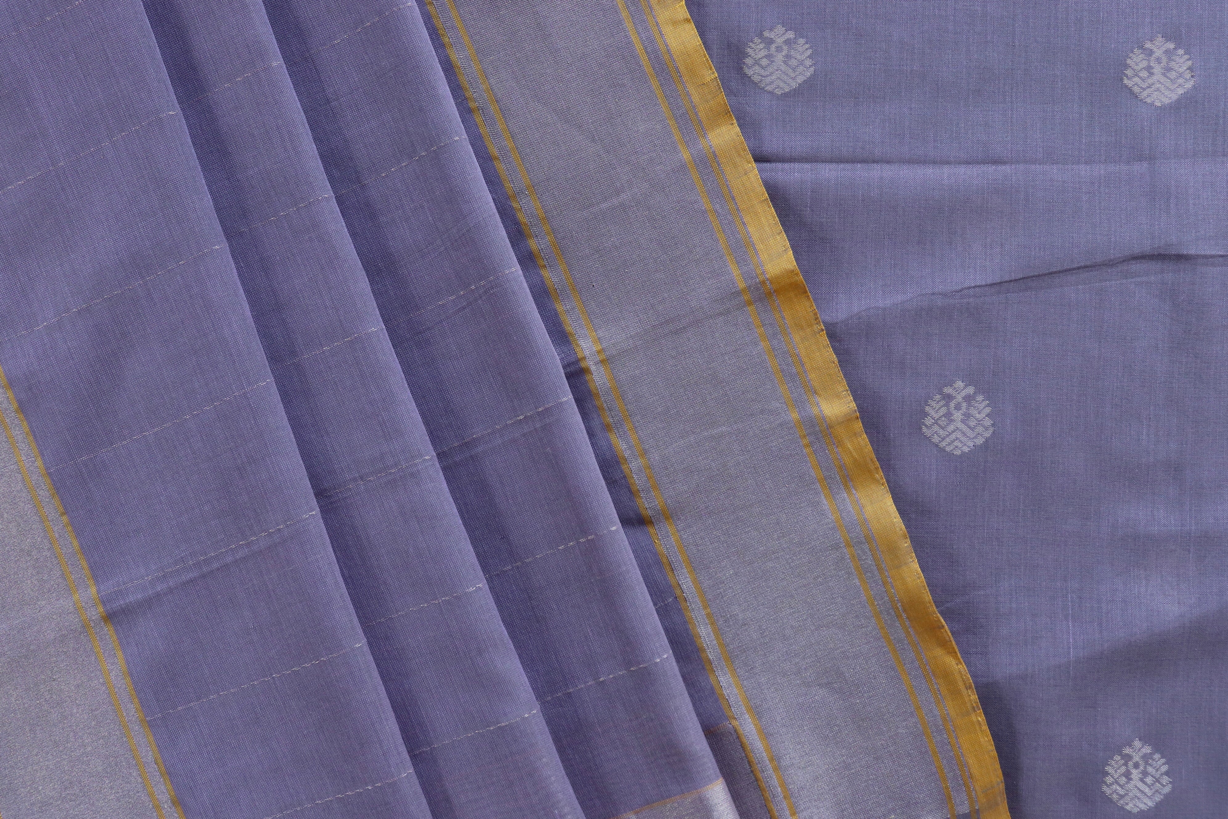 Lilac Katan Cotton Handloom Banarasi Suit Set