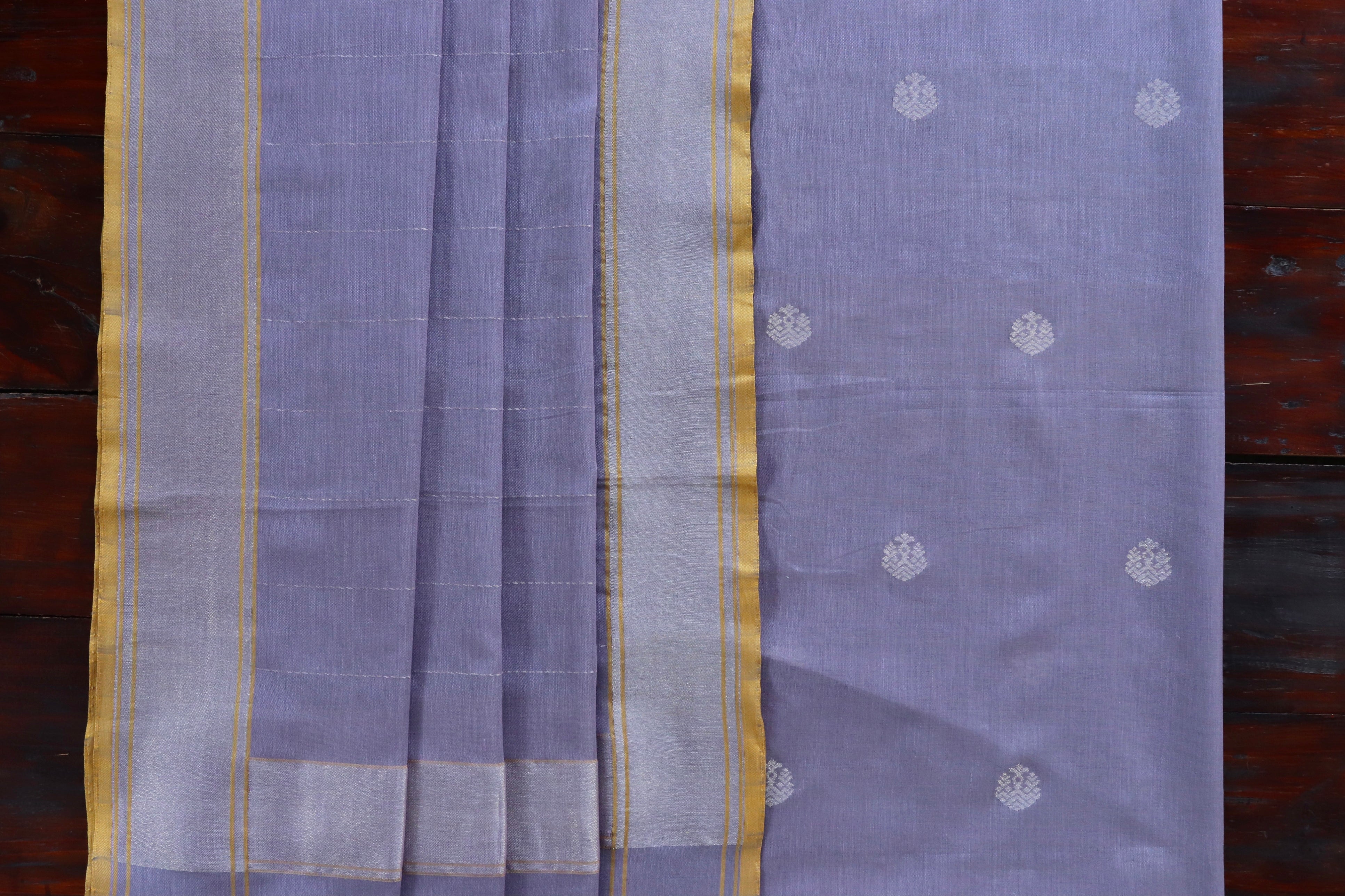 Lilac Katan Cotton Handloom Banarasi Suit Set