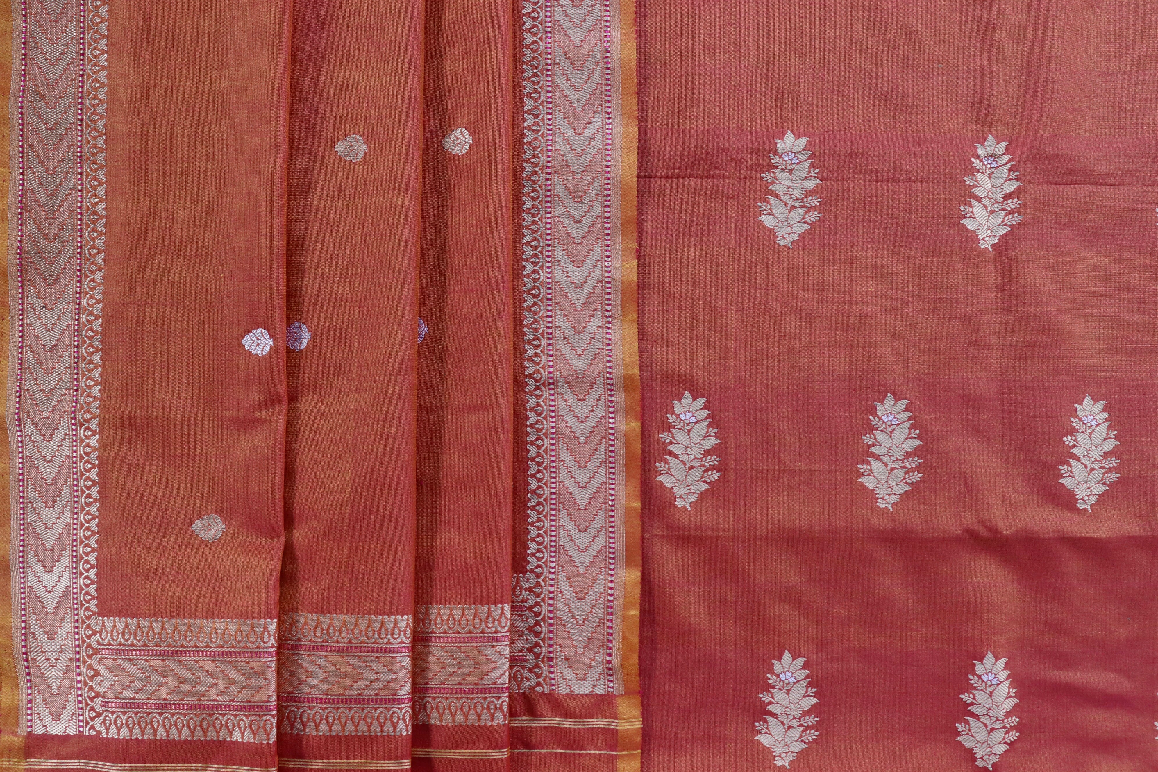 Rust Katan Silk Handloom Banarasi Suit Set