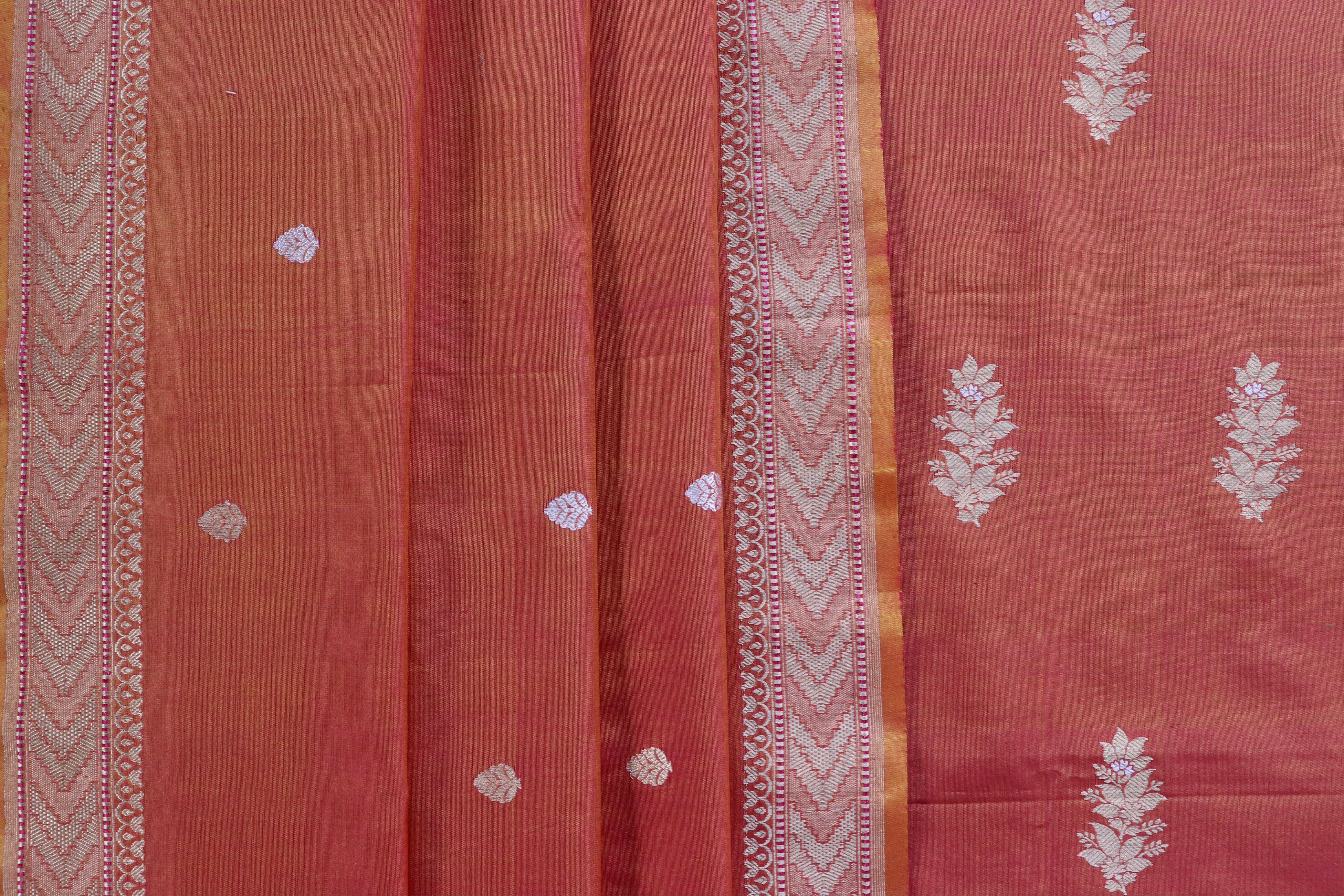 Rust Katan Silk Handloom Banarasi Suit Set