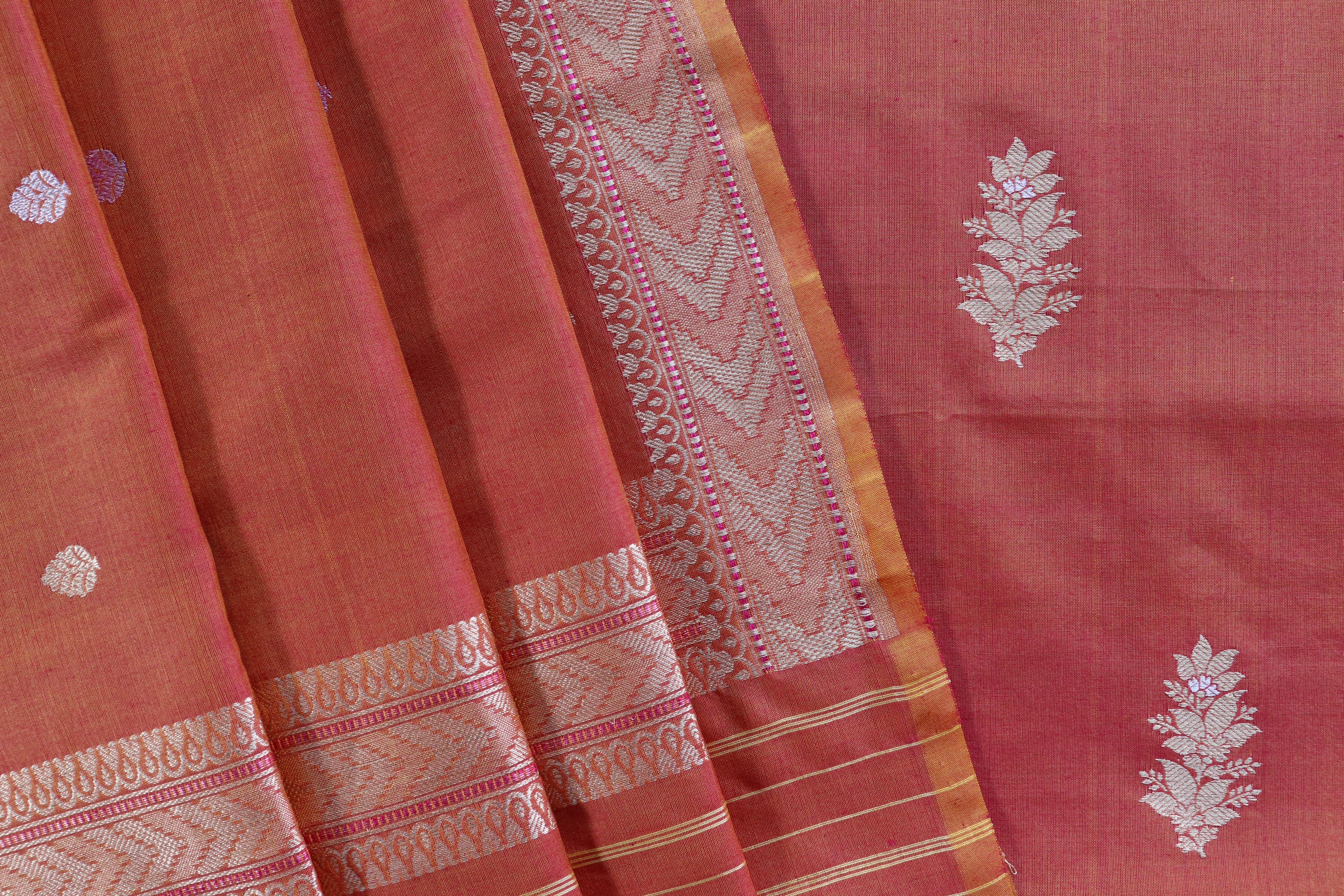 Rust Katan Silk Handloom Banarasi Suit Set