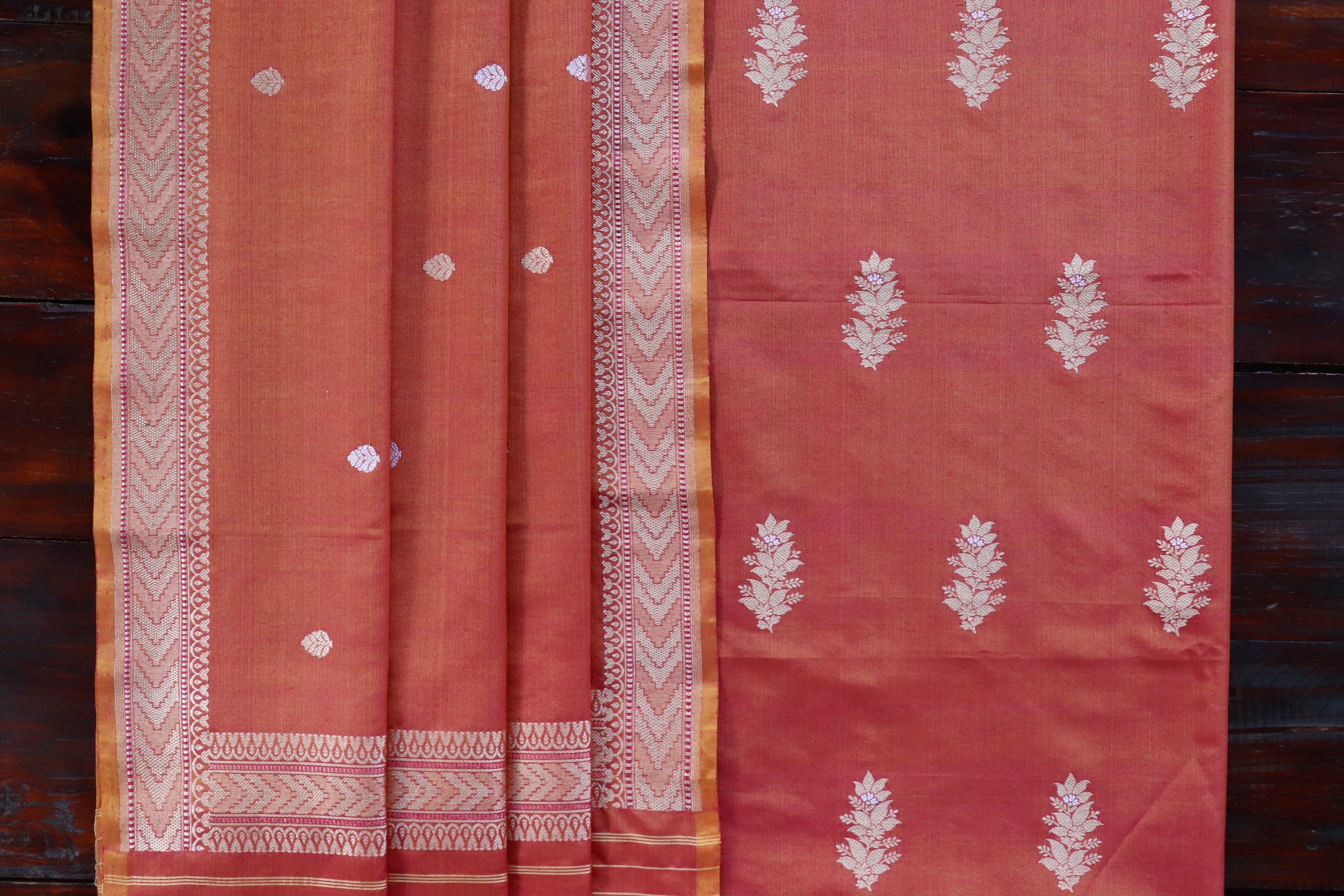 Rust Katan Silk Handloom Banarasi Suit Set