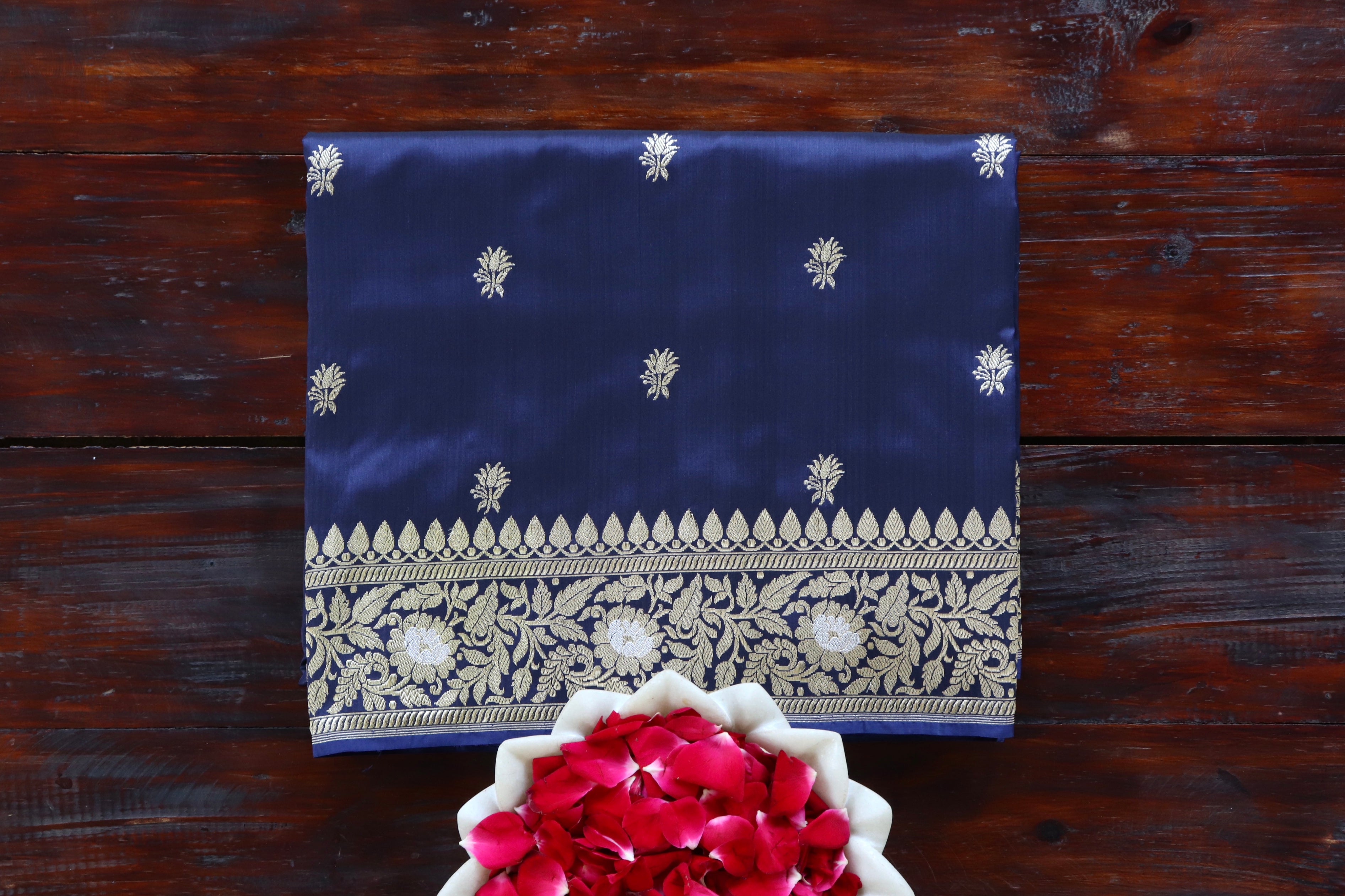 Blue Sona Rupa Pure Silk Handloom Banarasi Saree