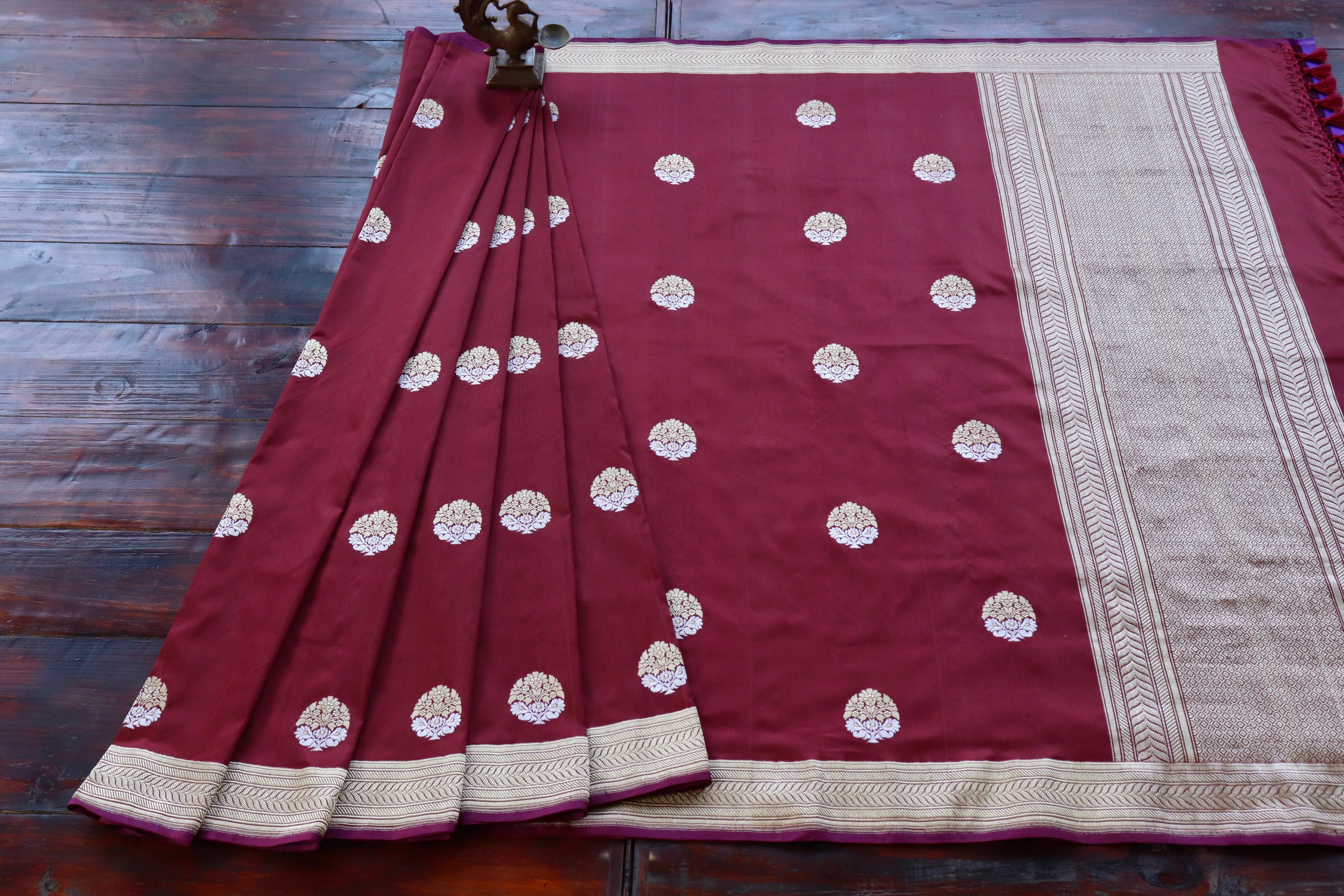 Maroon Sona Rupa Pure Silk Handloom Banarasi Saree