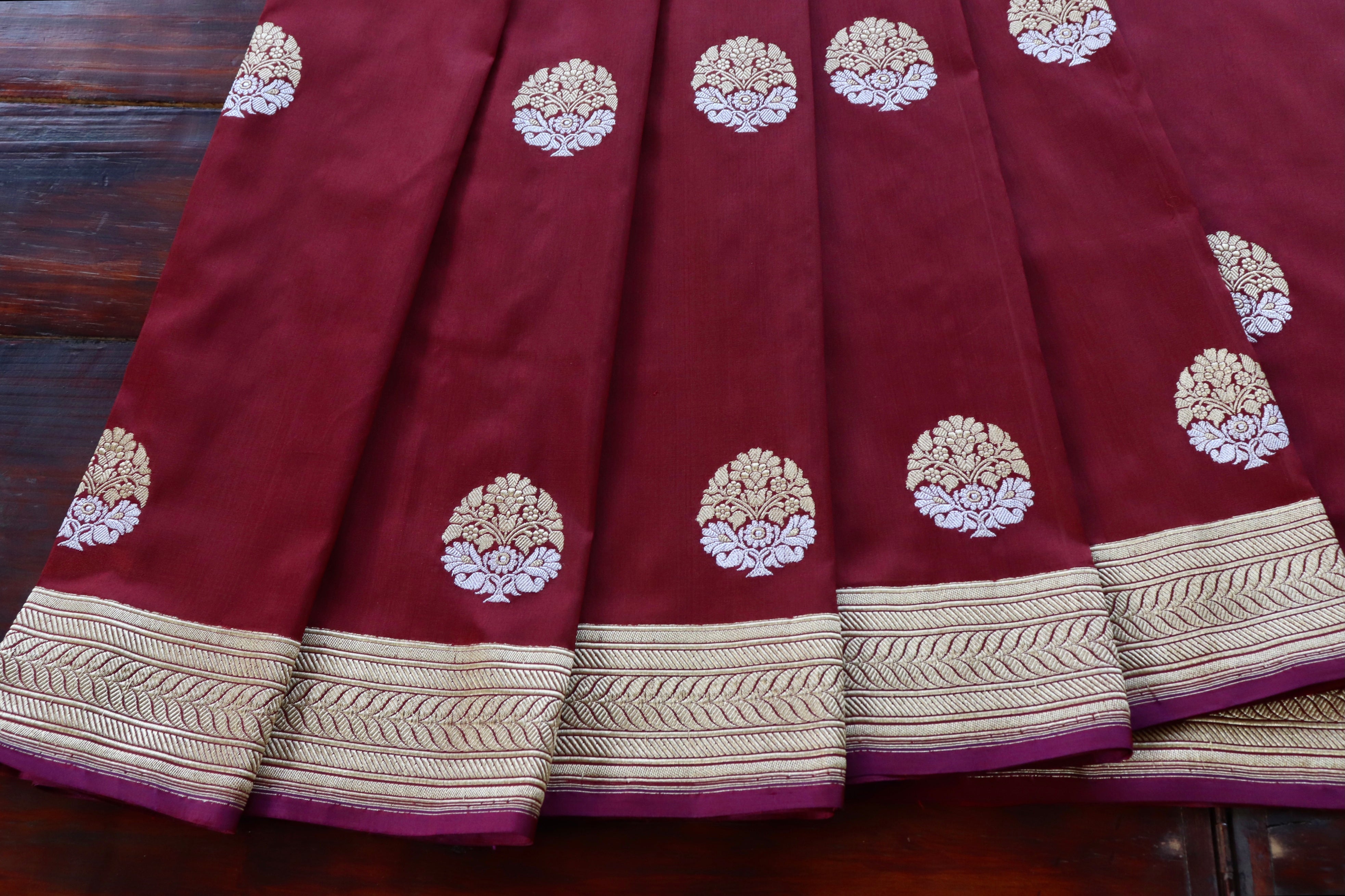 Maroon Sona Rupa Pure Silk Handloom Banarasi Saree