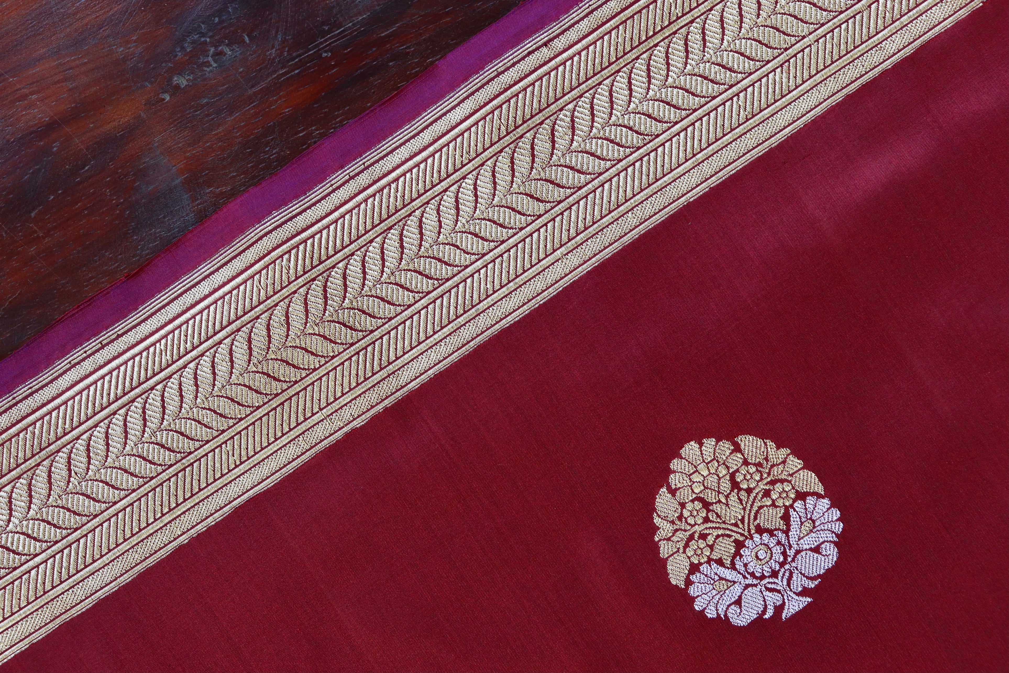 Maroon Sona Rupa Pure Silk Handloom Banarasi Saree